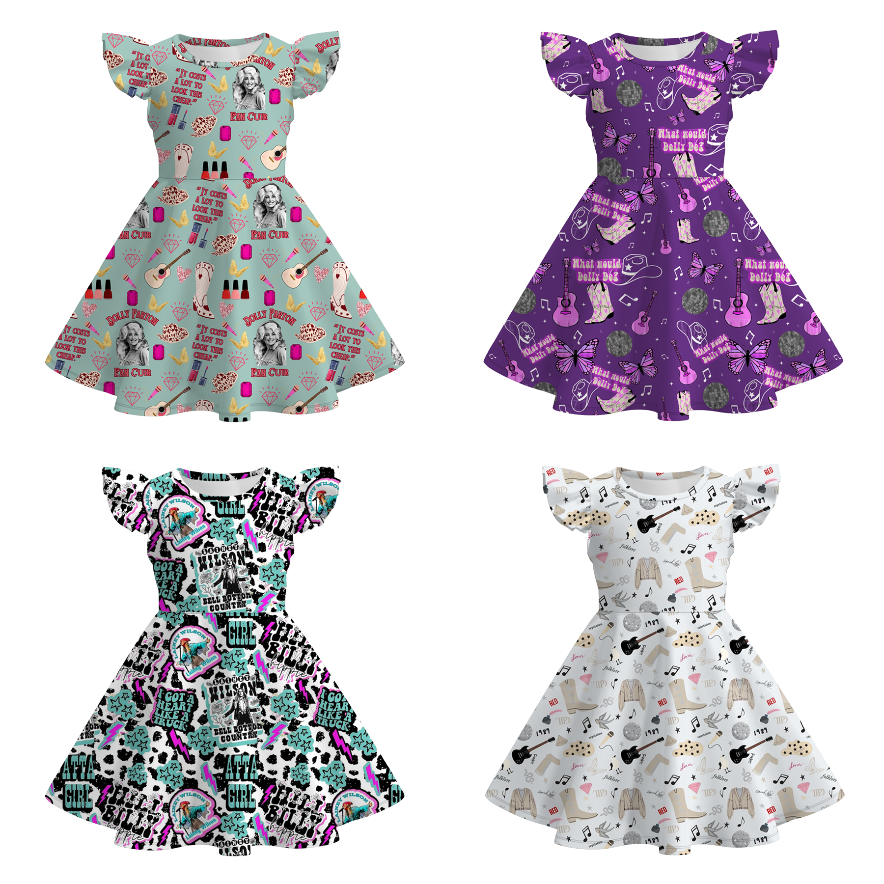 (Pre Order)Girls Spring and Summer Character Print Dress