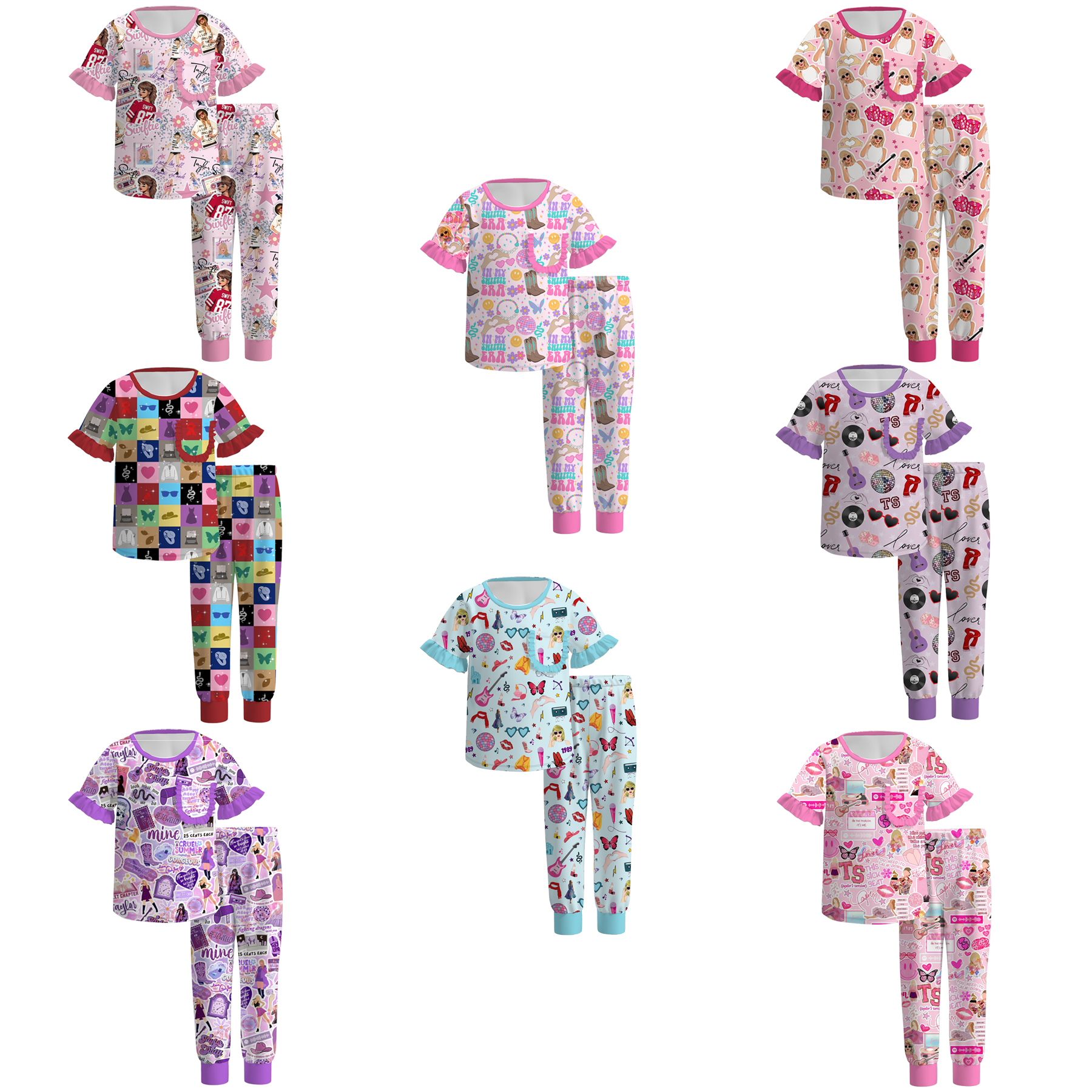 (Pre Order)Girls TS Print Pajamas
