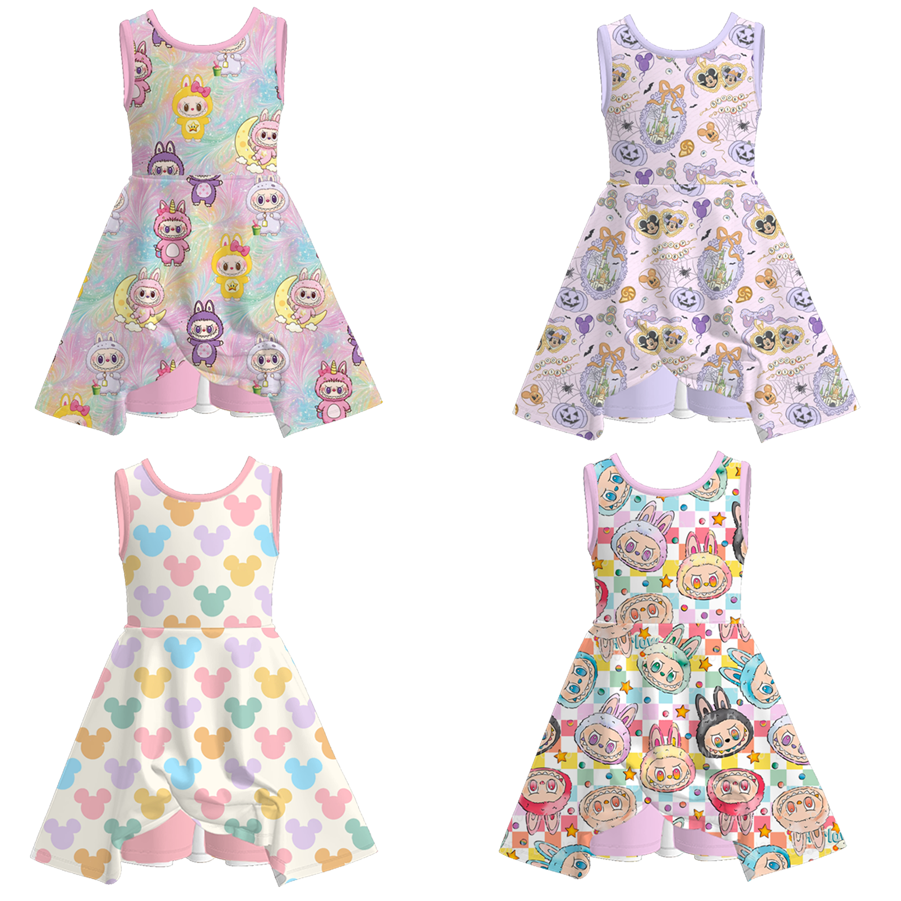 (Pre Order)Girls Halloween Cartoon Print Skort Dress