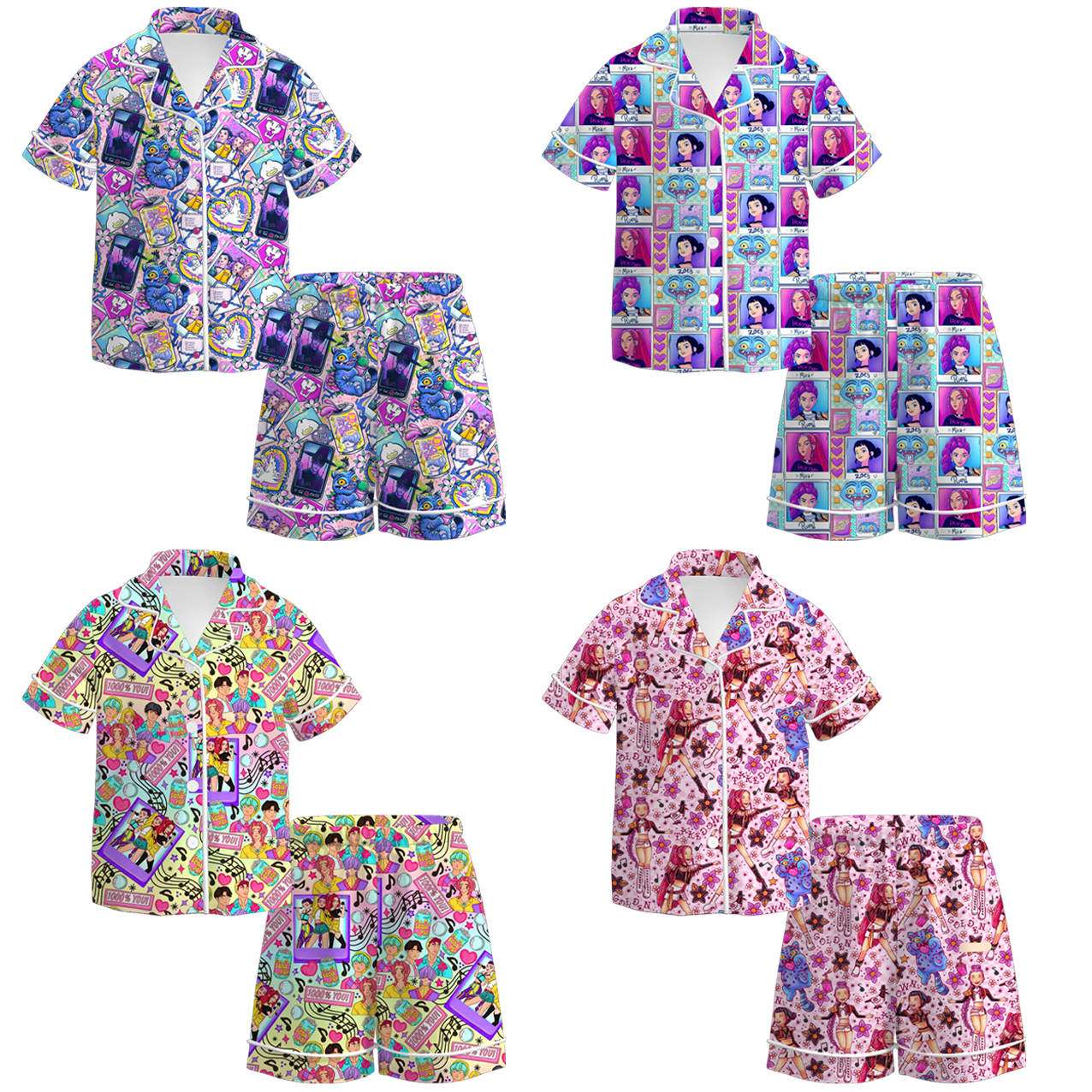 (Pre Order)Girls Movie Character Print Pajamas