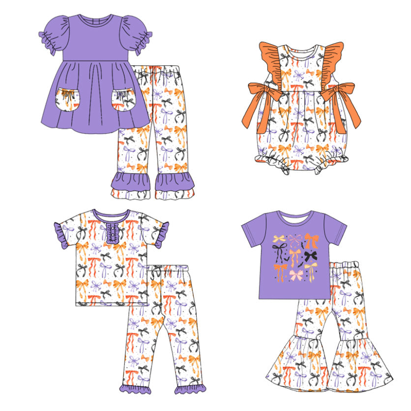 (Pre Order)Family Halloween Bow Print Set,Pajamas&Romper