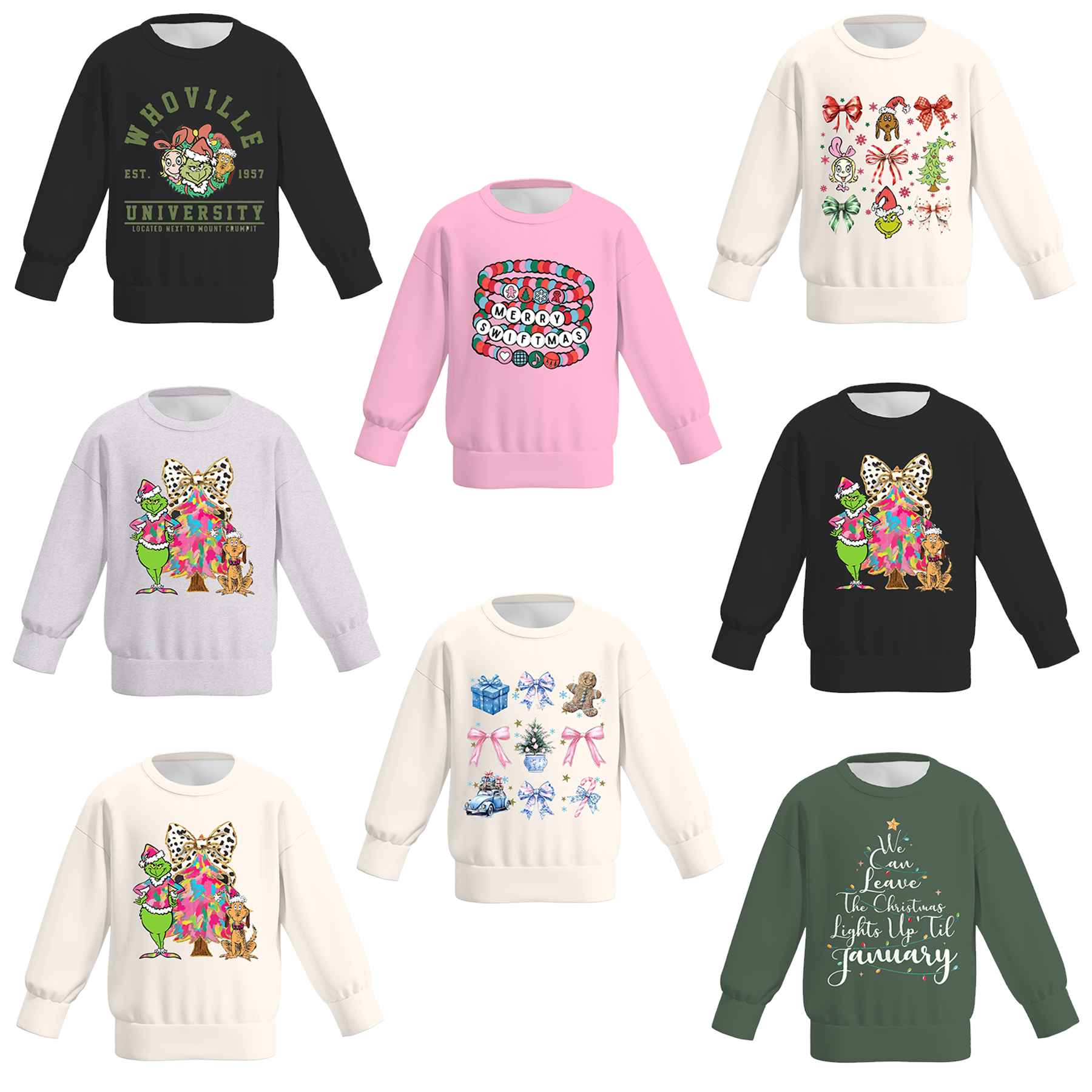(Pre Order)Girls Christmas Cartoon Print Sweatshirt
