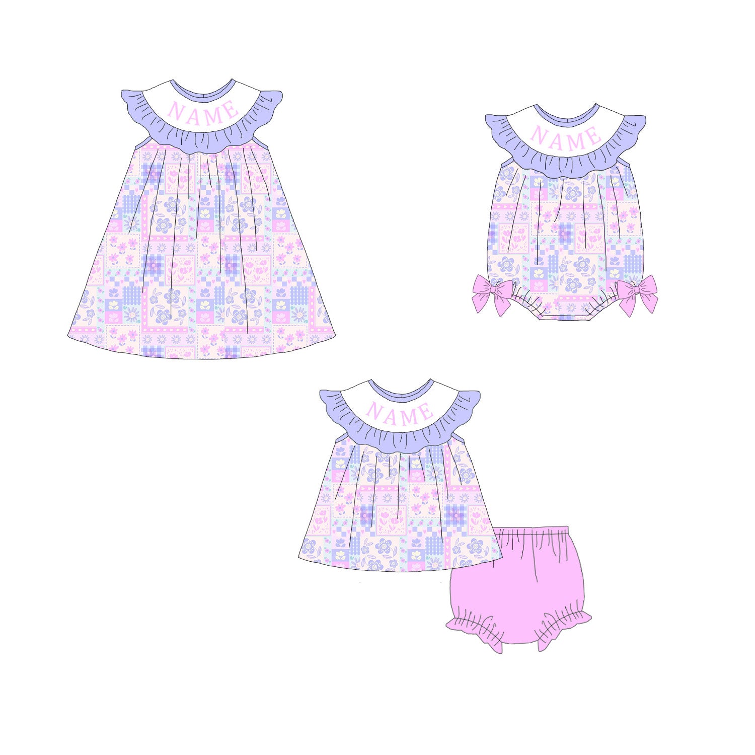 (Pre Order)Sisters Easter Embroidery Smocked Dress&Romper