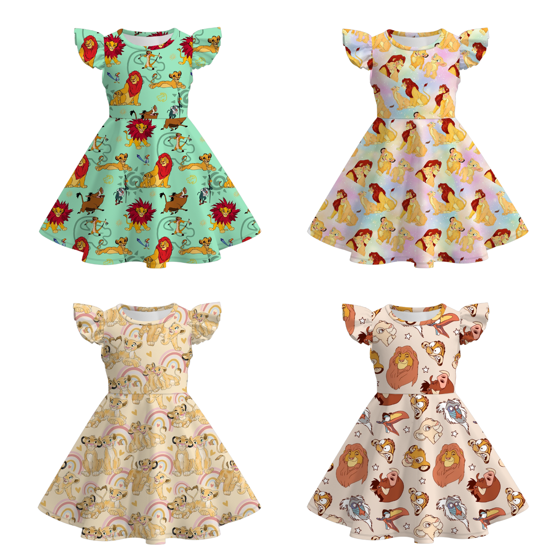 (Pre Order)Girls Spring and Summer Cartoon Print Dress