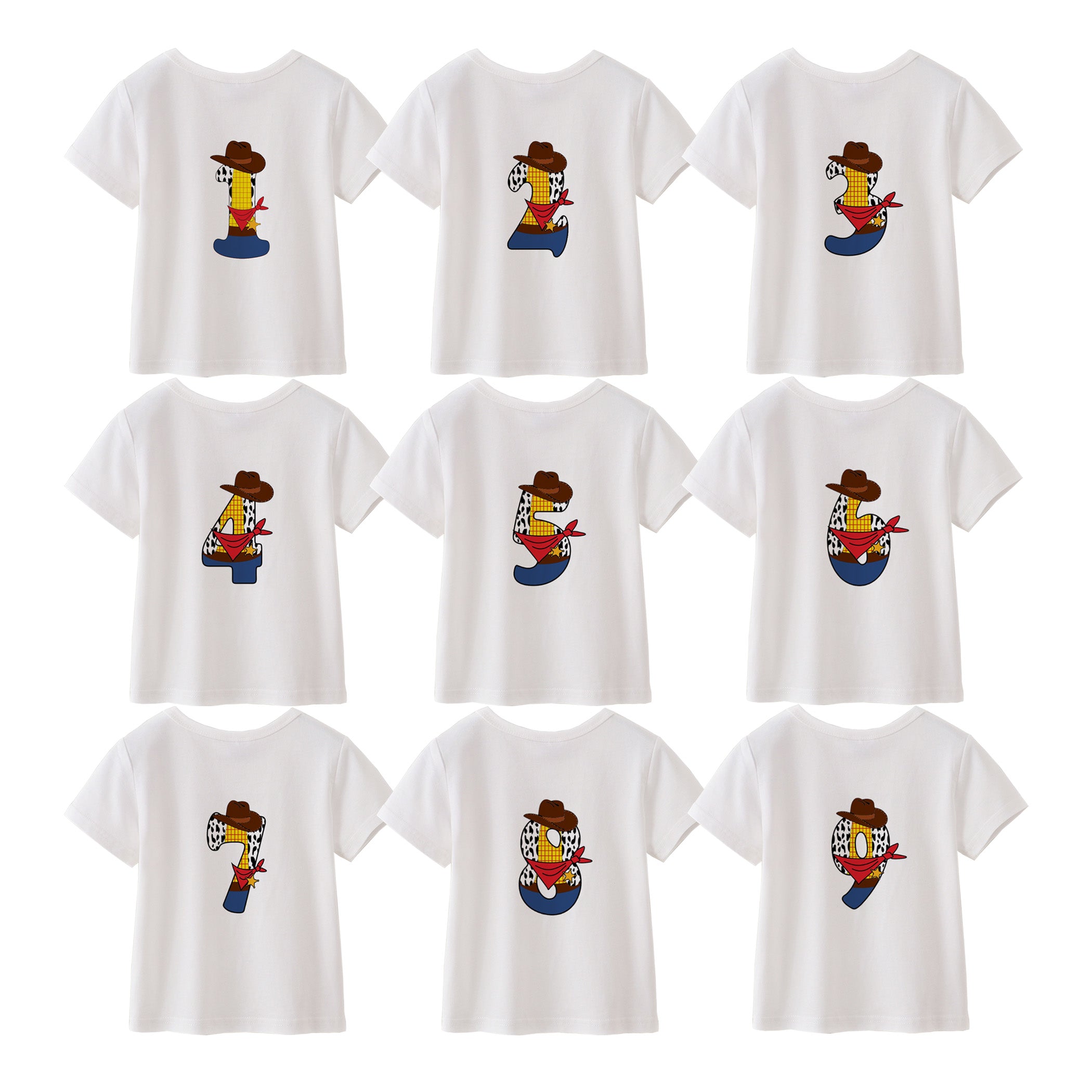 (Pre Order)Boys' Cotton Cartoon Print Birthday Letter Number T-Shirt