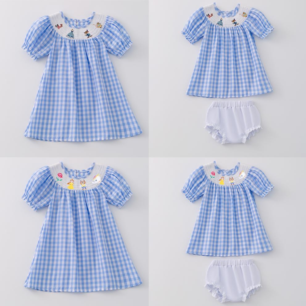 (Pre Order)Sisters Spring&Summer Princess Embroidery Smocked Dress Romper
