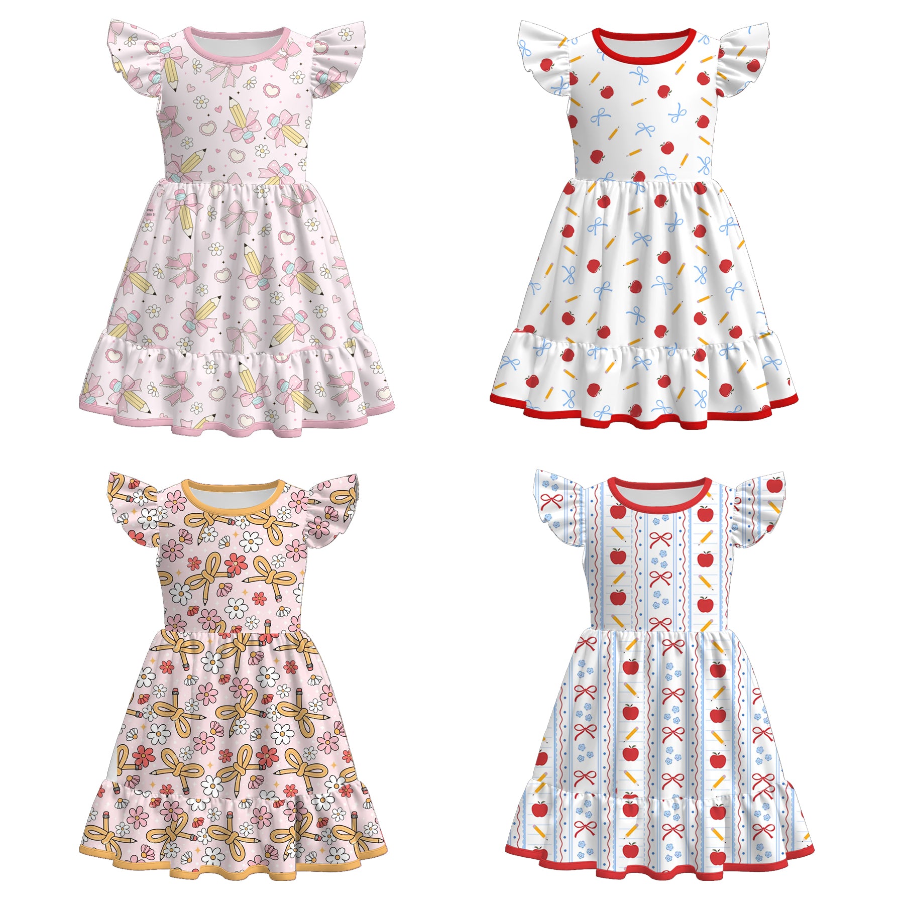 (Pre Order)Girls Summer Back To School Print Dress