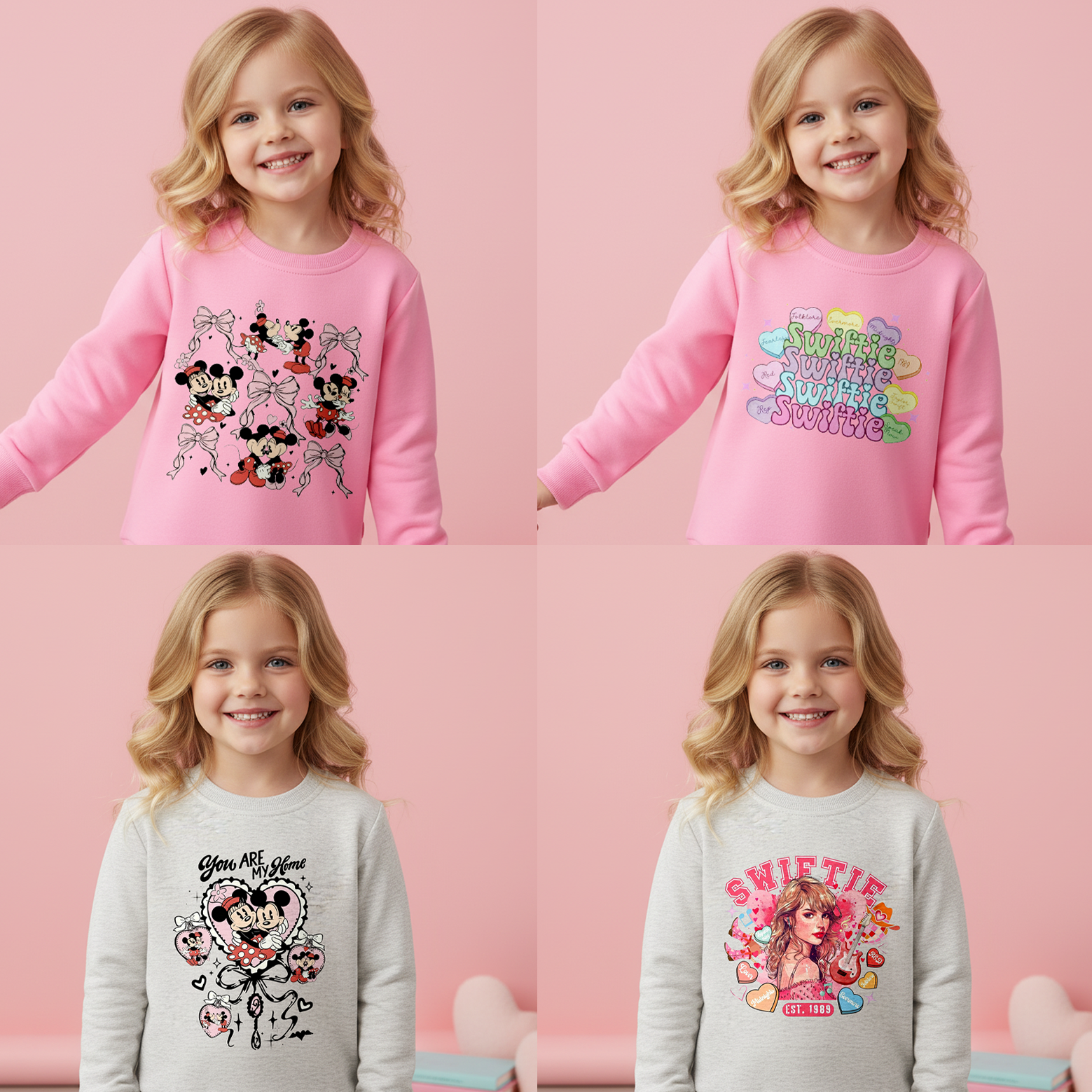 (Pre Order)Girls Valentine's Day Print Cotton Sweatshirt