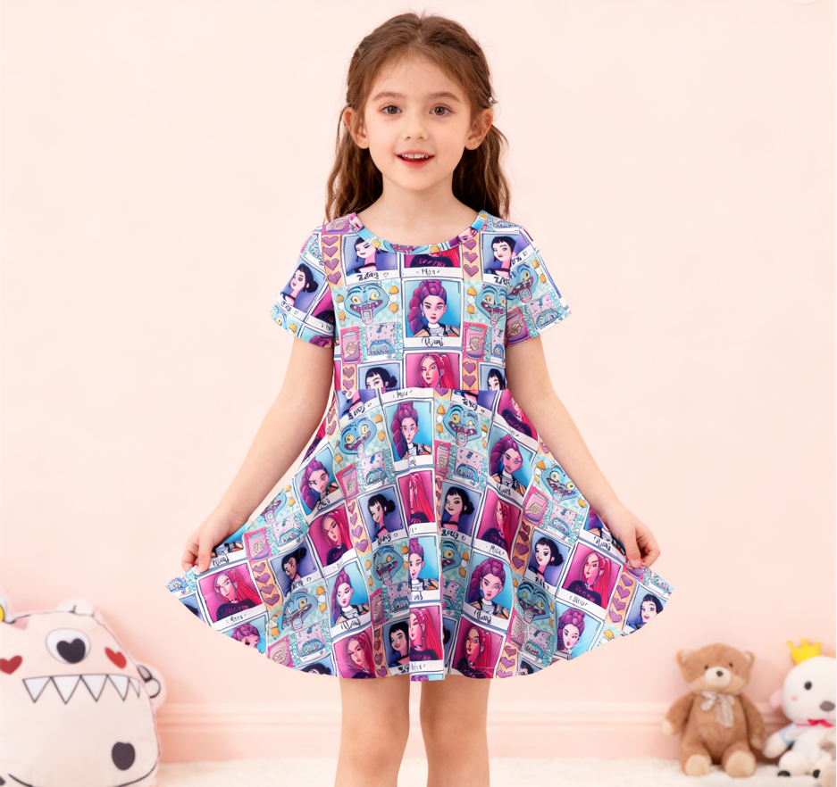 (Pre Order,Prepack Zone)Girls Movie Character Print Dress&Pajamas(Mix Size)