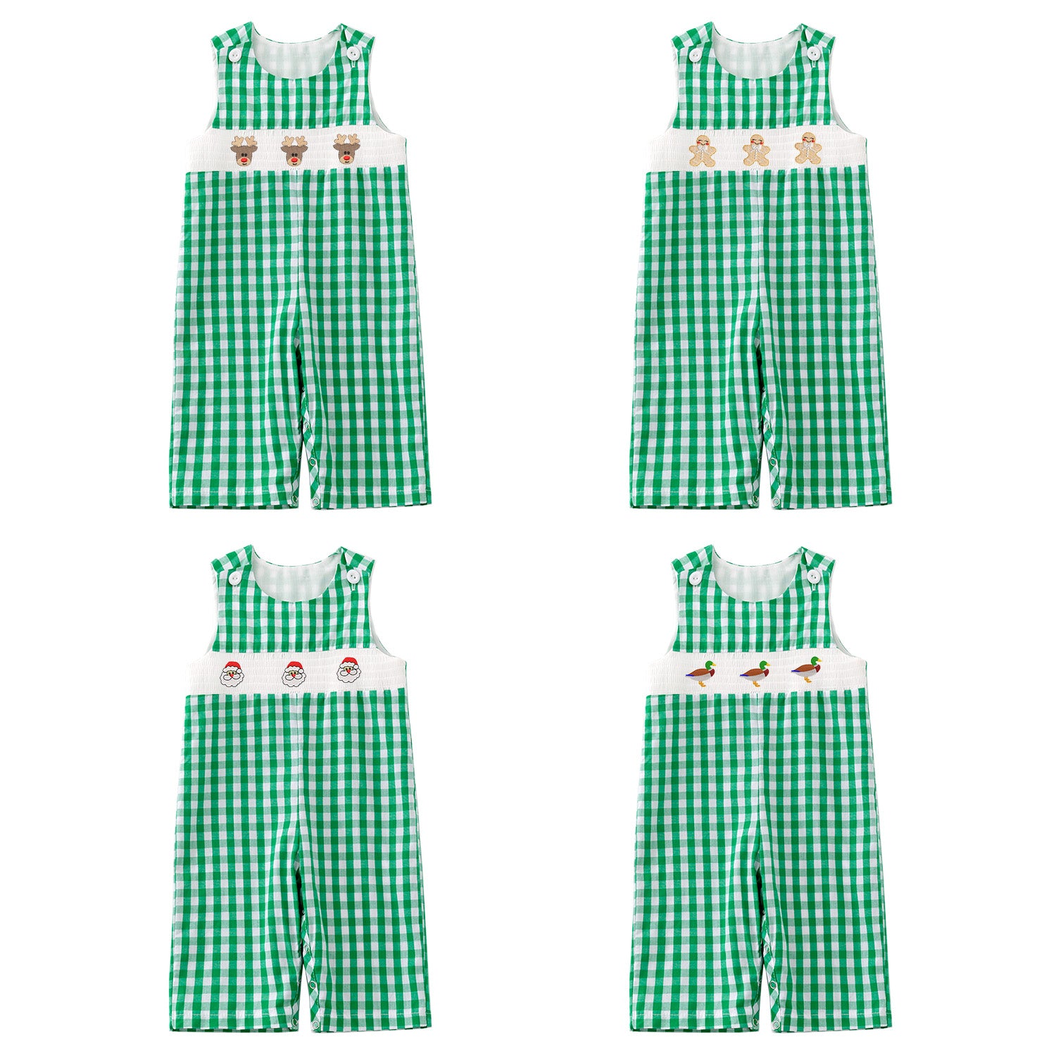 (Pre Order)Baby Boys Christmas Embroidery Smocked Romper