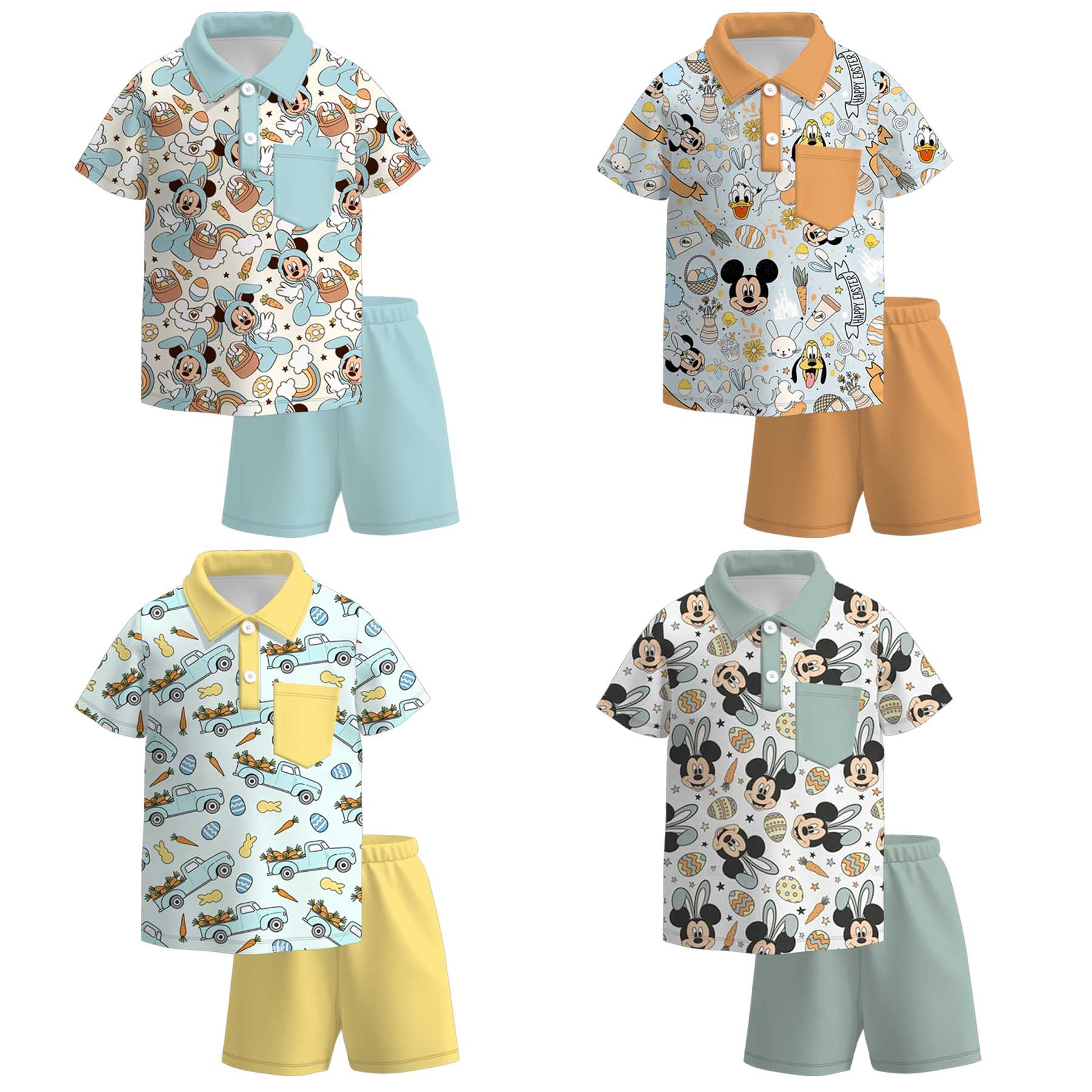 (Pre Order)Boys Easter Cartoon Print Shorts Set