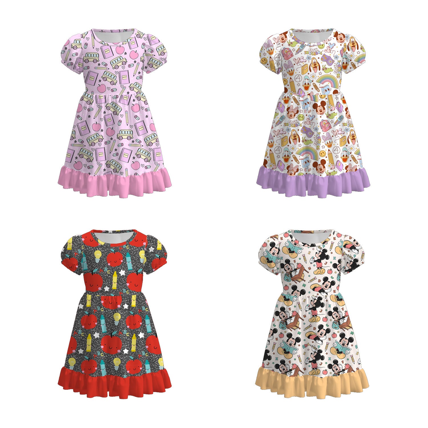 (Pre Order)Girls Summer Back To School Print Dress