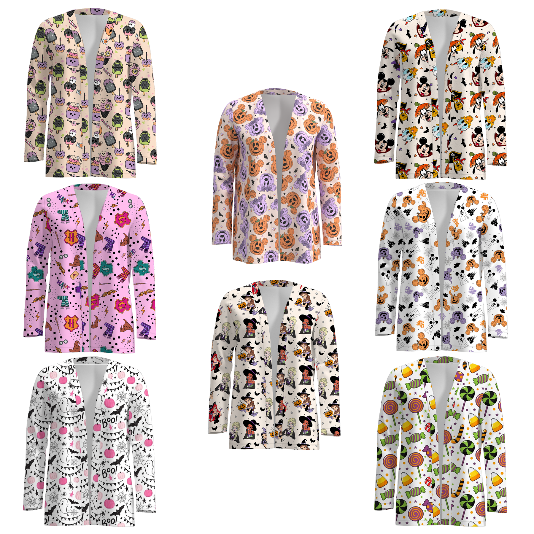 (Pre Order)Adults Halloween Print Cardigan