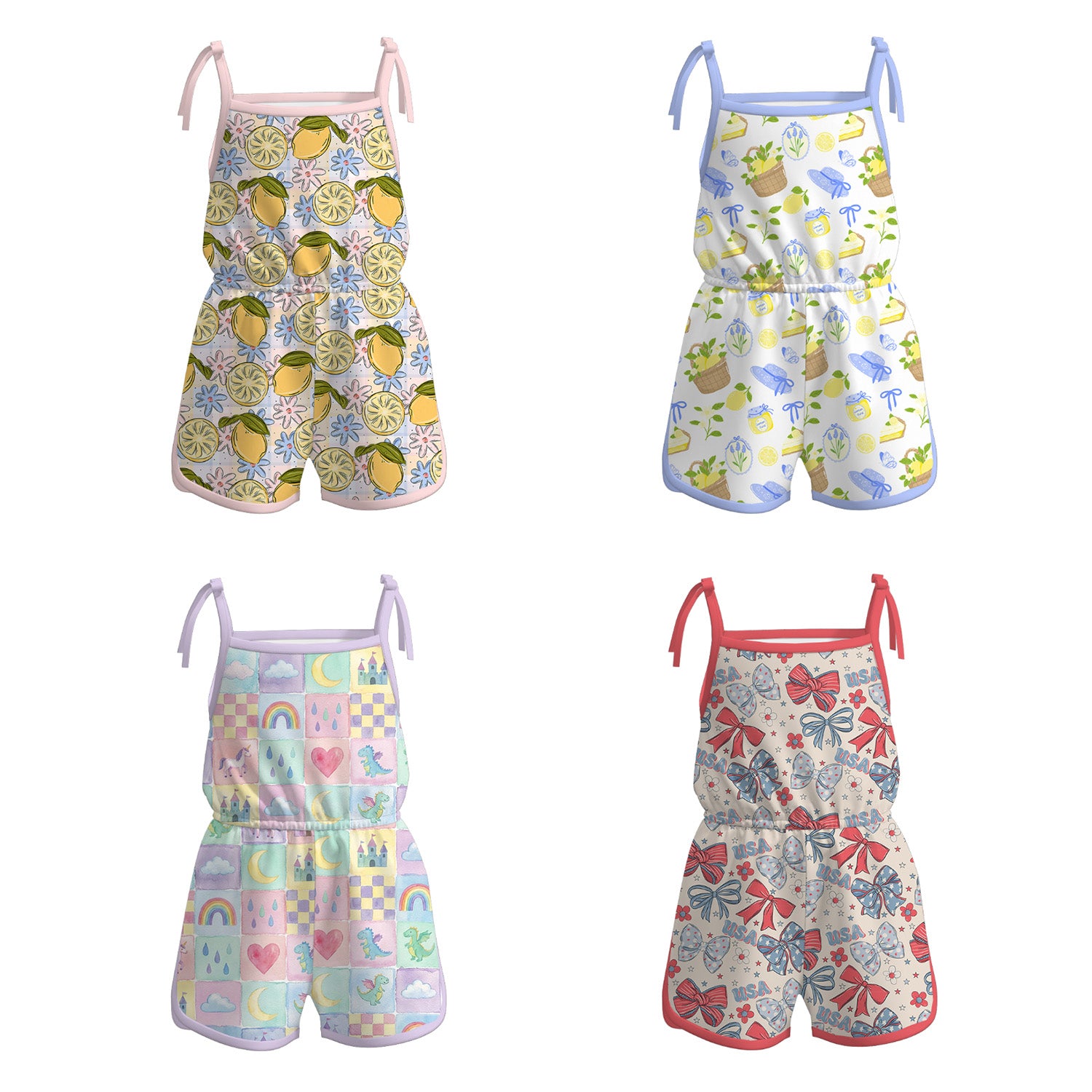 (Pre Order)Girls Spring and Summer Print Jumpsuit