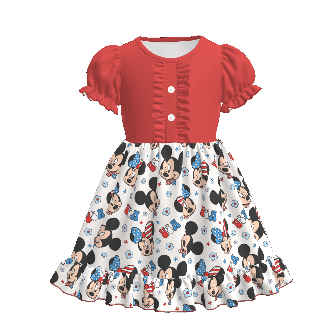 (Pre Order)Girls Patriotic Print Dress