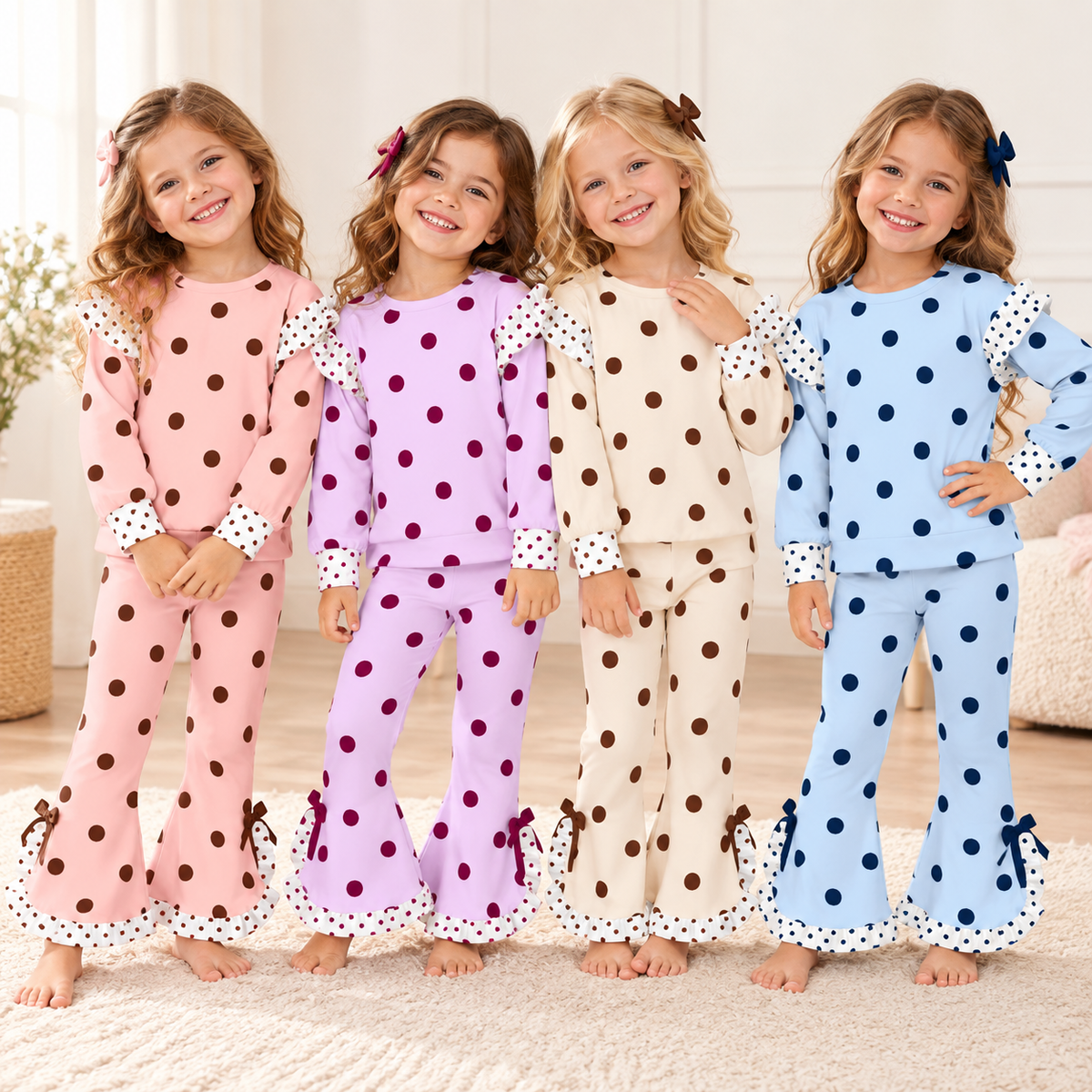 (Weekly Pre-Order)Girls Dot Print Outfit Set(Ends 10.11)