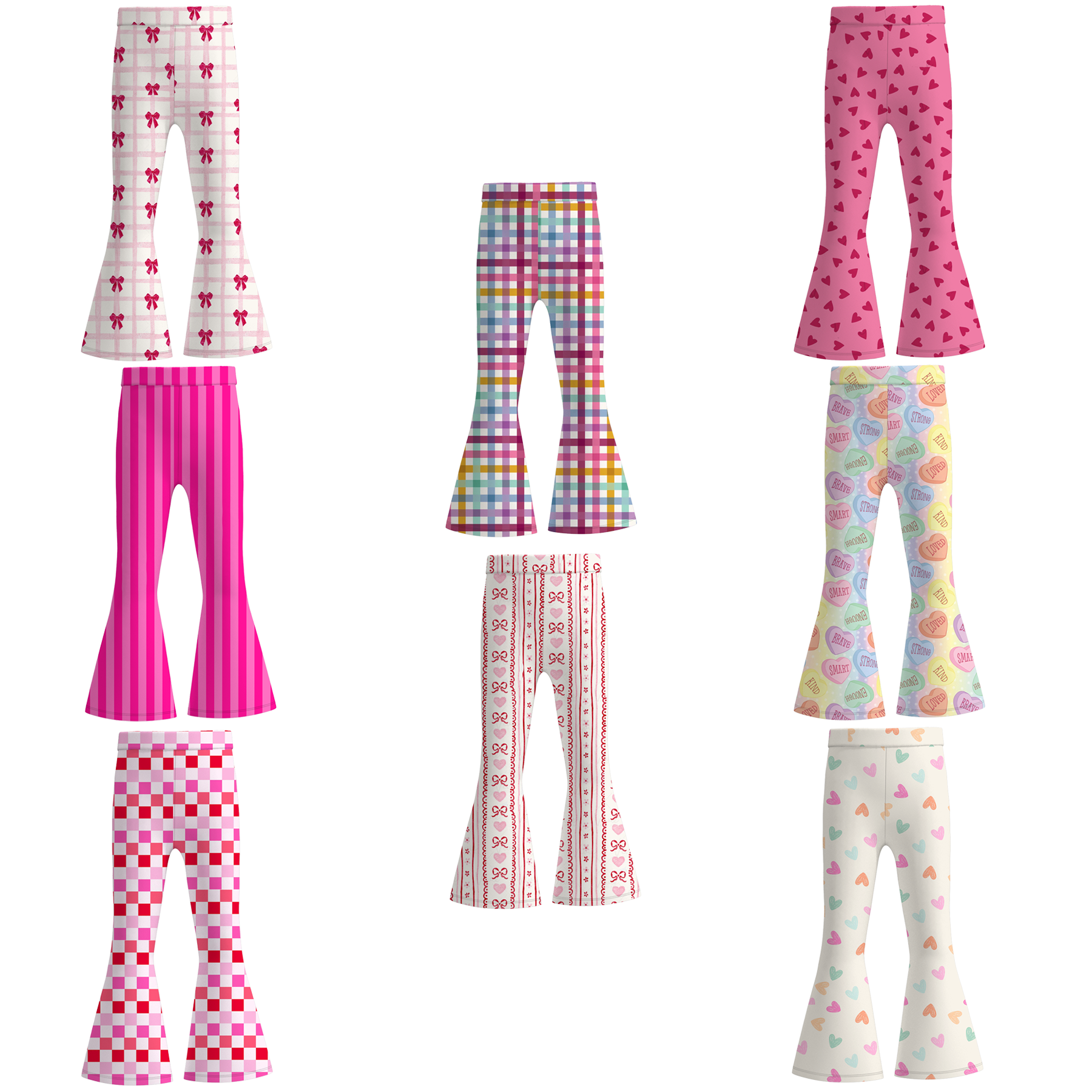 (Pre Order)Girls Valentine's Day Print Bell Pants