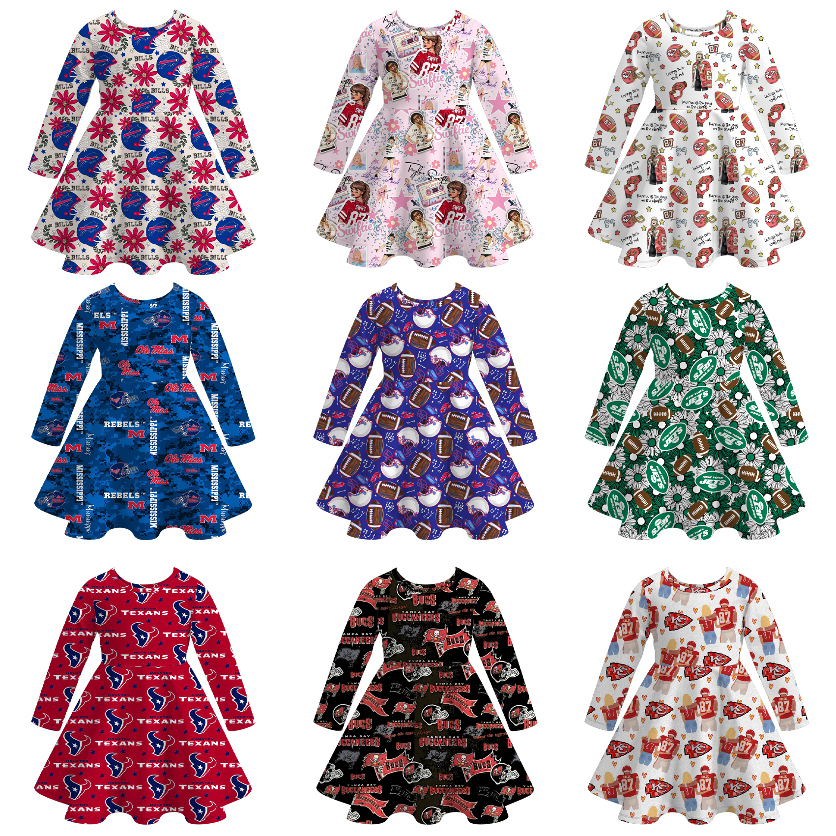 (Pre Order)Girls Football Print Milk Silk Dress