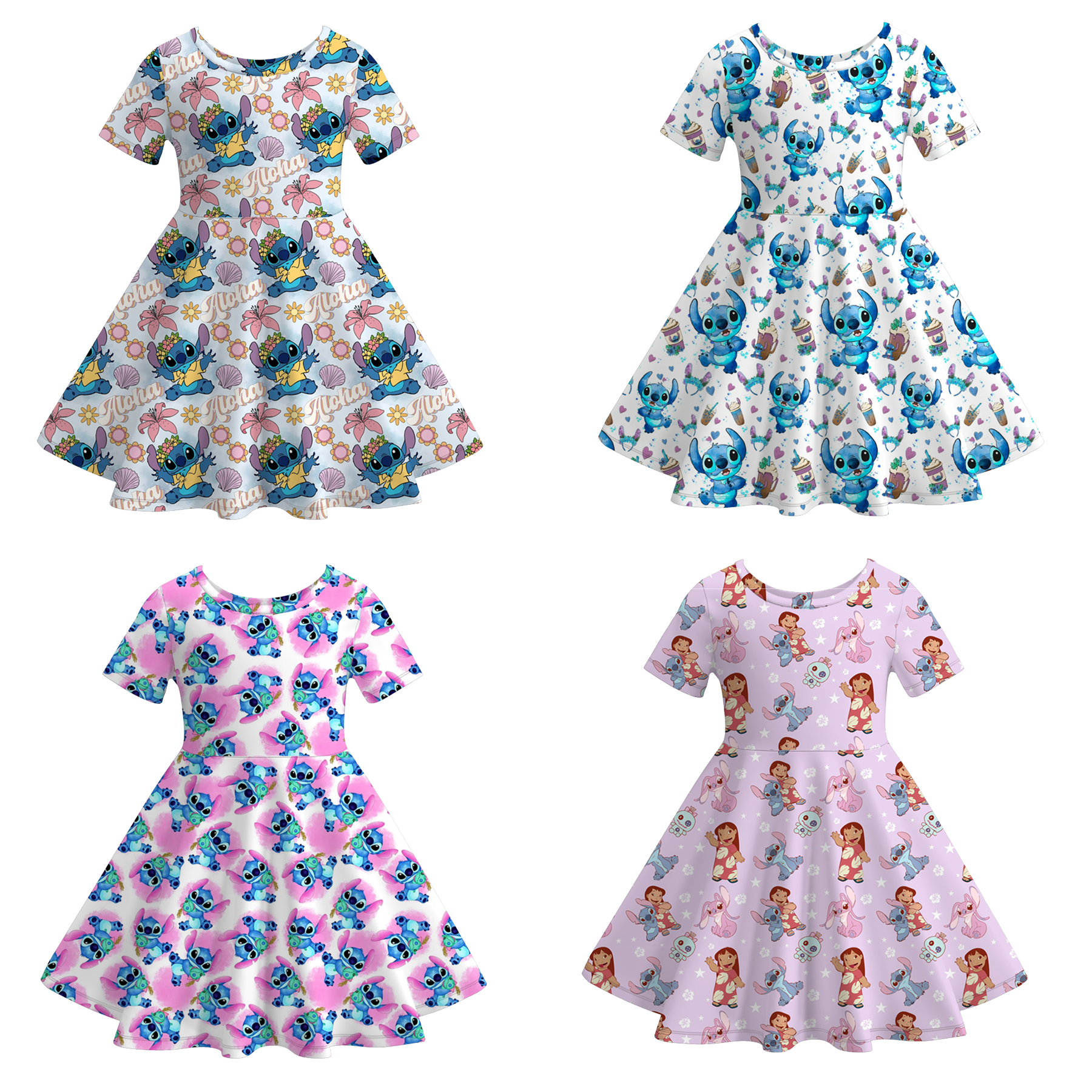 (Pre Order)Girls Spring and Summer Cartoon Print Dress
