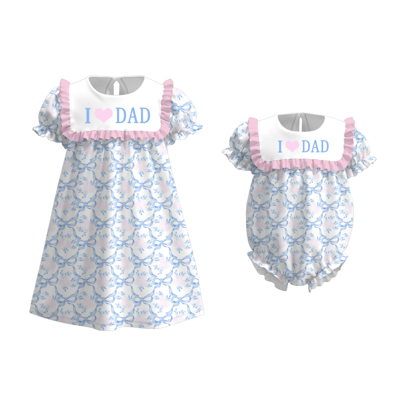 (Pre Order)Sisters Summer I♥DAD Embroidery Dress&Romper