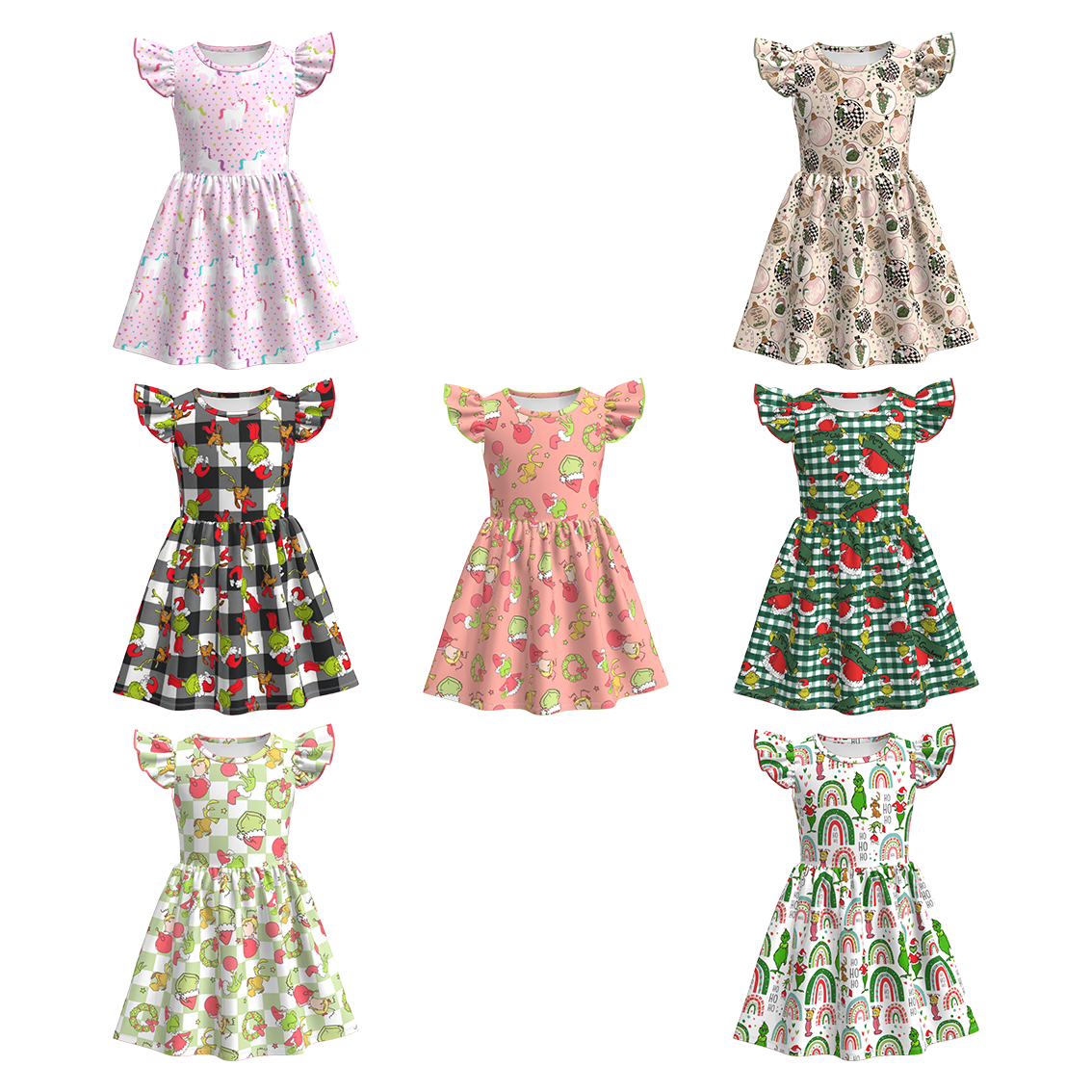 (Pre Order)Girls Christmas Print Dress