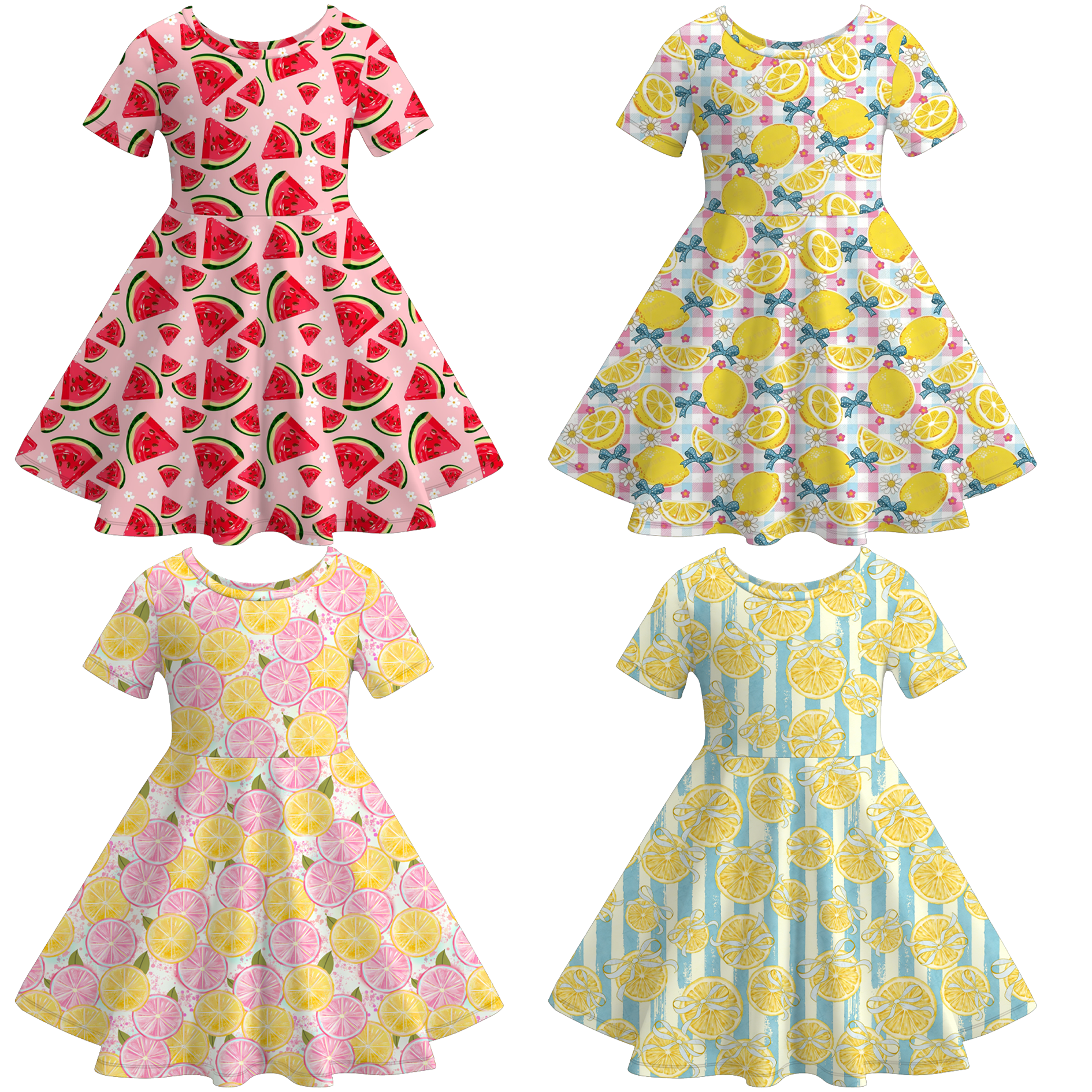(Pre Order)Girls Spring&Summer Lemon Print Dress