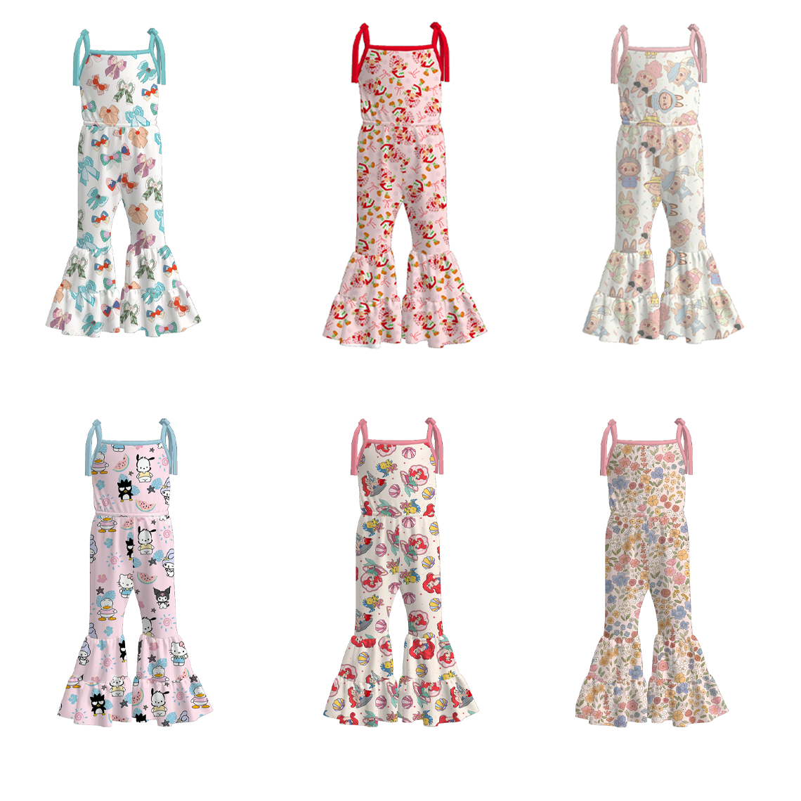 (Pre Order)Girls Spring and Summer Cartoon Print Jumpsuit