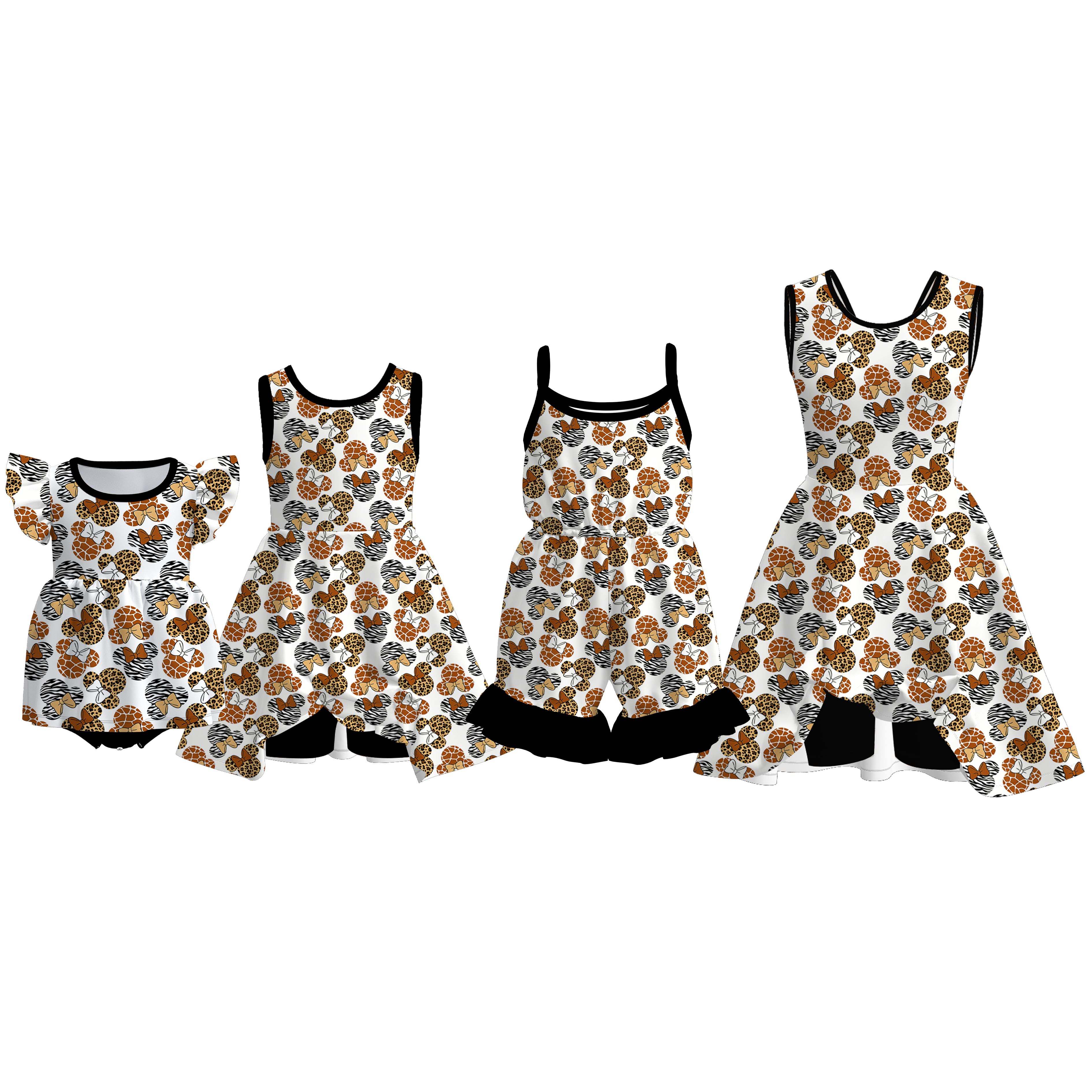 (Pre Order)Family Spring&Summer Cartoon Print Dress,Jumpsuit&Romper