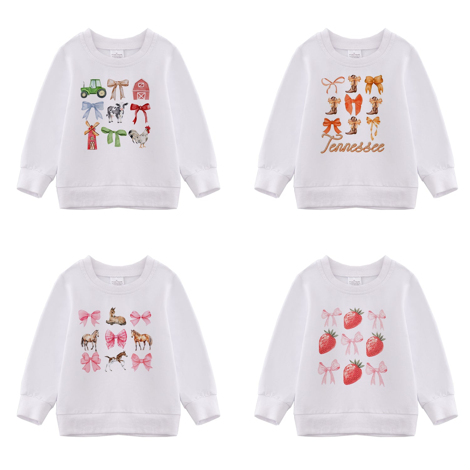 (Pre Order)Girls Fall Bow Print Sweatshirt