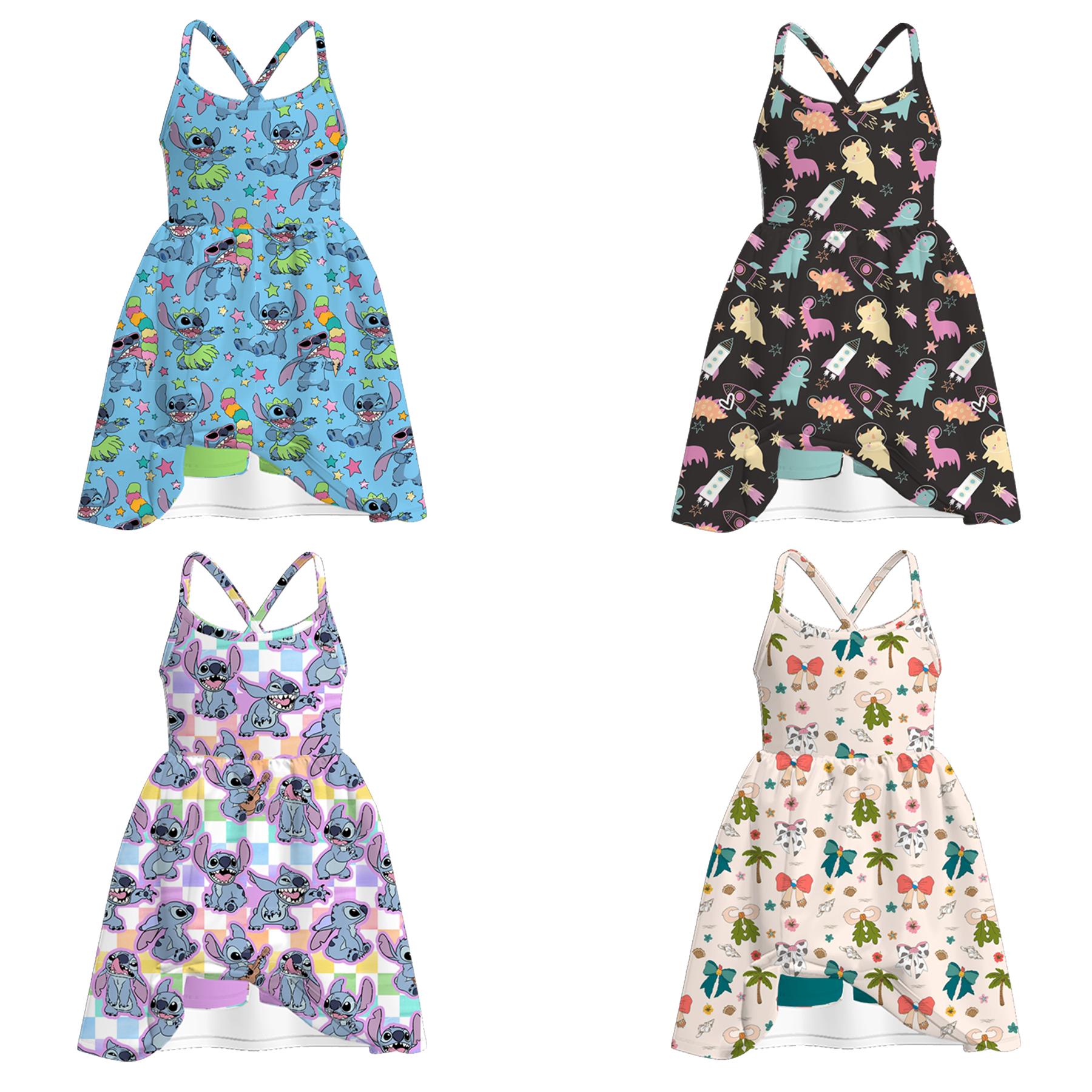 (Pre Order)Girls Spring&Summer Cartoon Print Skort Dress