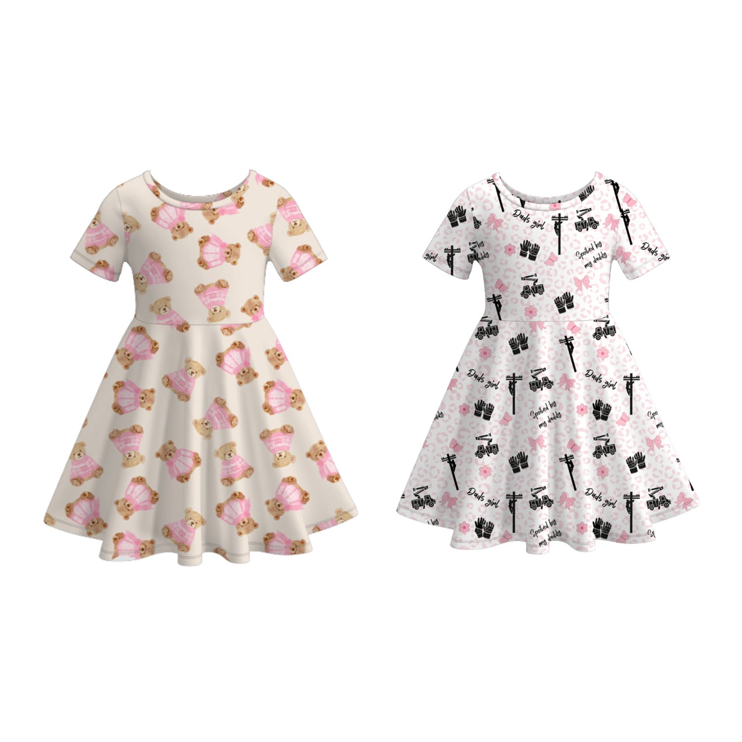 (Pre Order)Girls Teddy Bear&DADS GIRL Print Dress