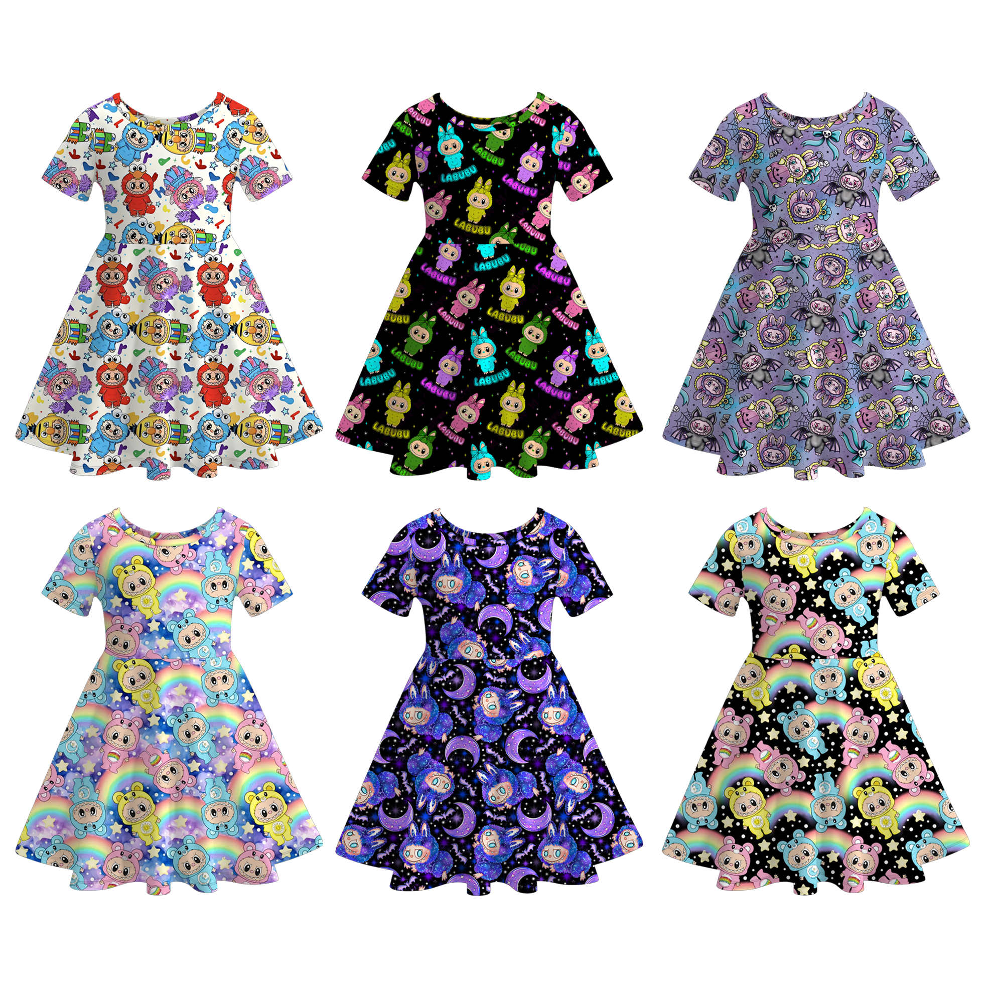 (Pre Order)Girls Halloween Cartoon Print Dress