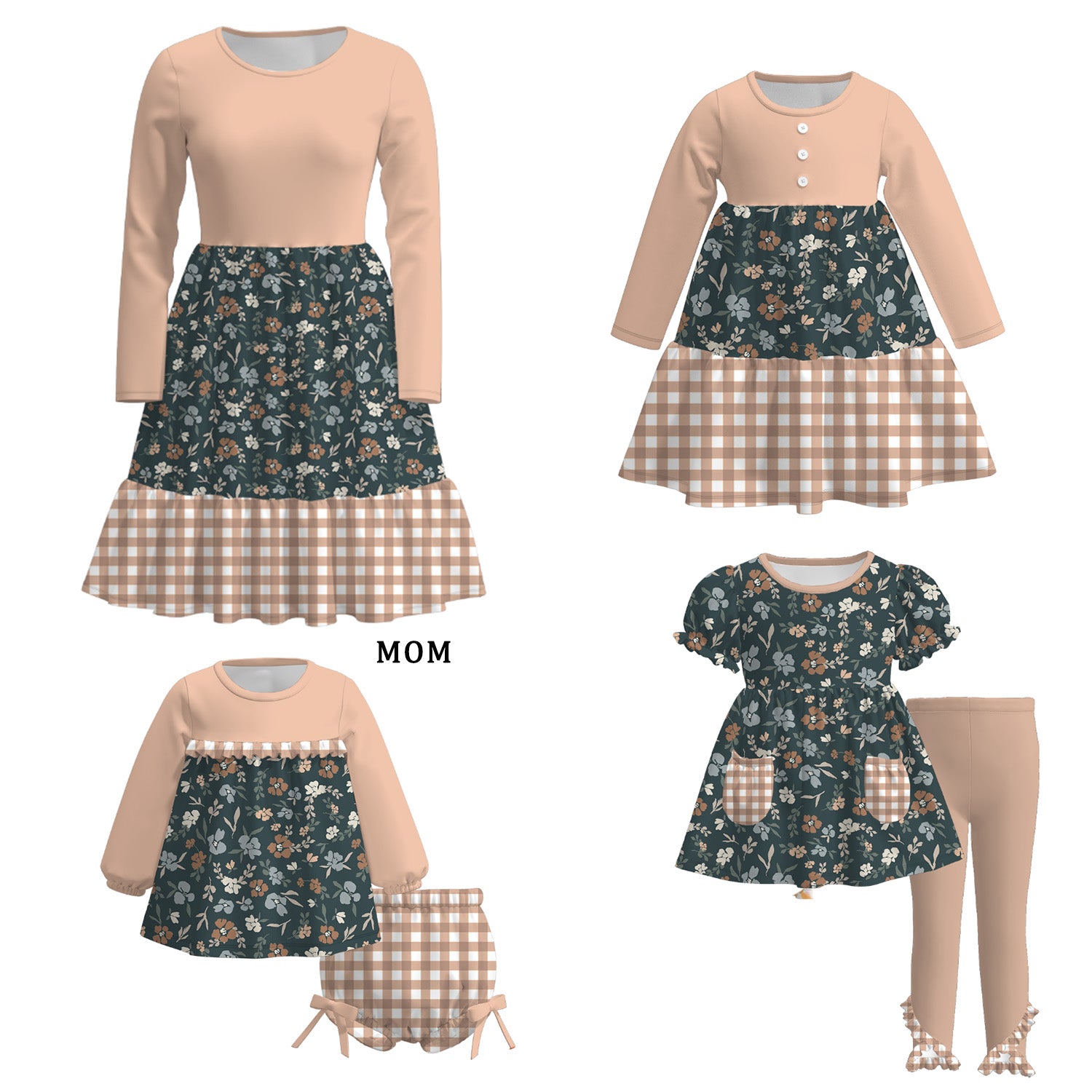 (Pre Order)Family Fall Floral Print Dress&Set