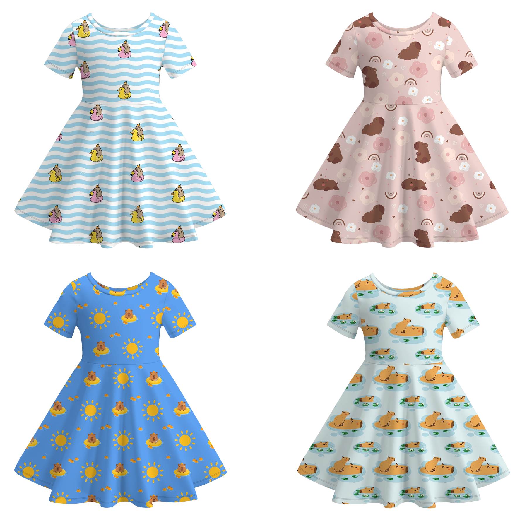 (Pre Order)Girls Spring&Summer Cartoon Print Dress