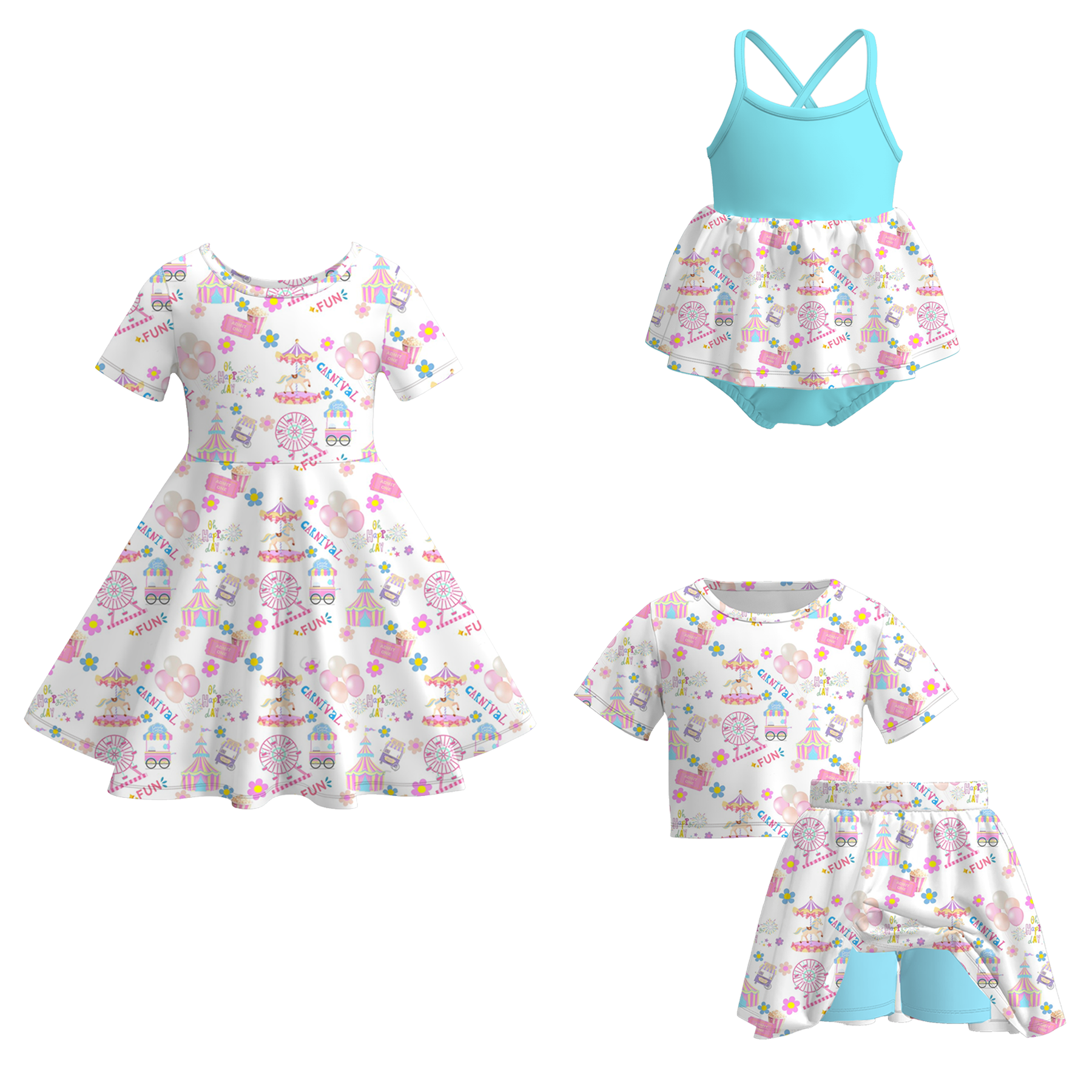 (Pre Order)Family Spring&Summer Print Dress,Set&Romper