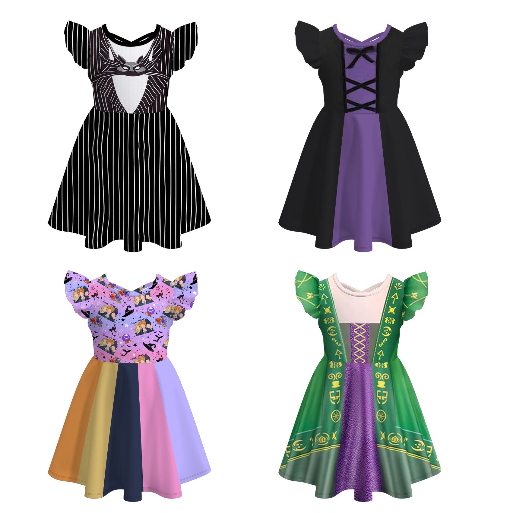 (Pre Order)Girls Halloween Cos Print Dress