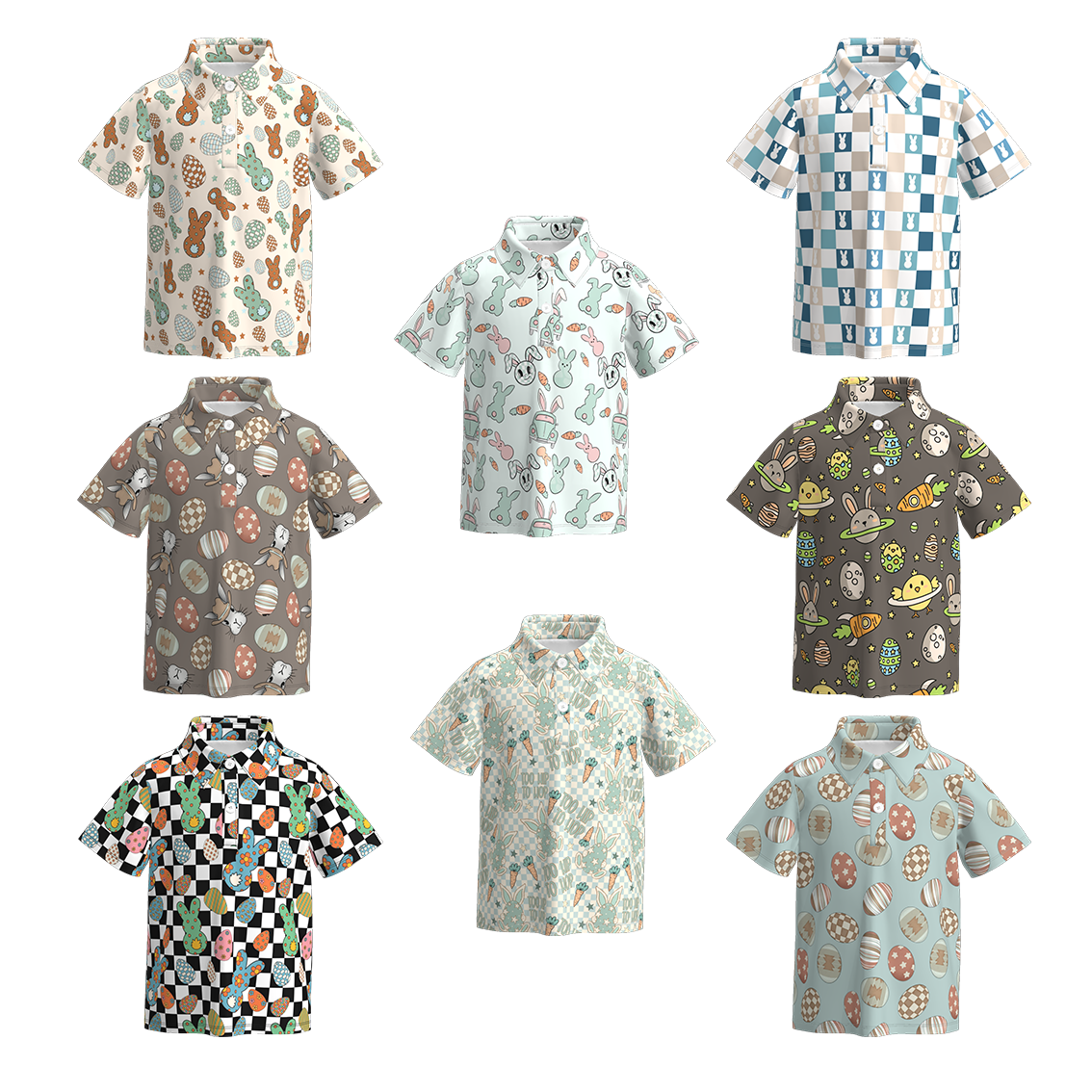 (Pre Order)Boys Easter Bunny Print Milk Silk Top