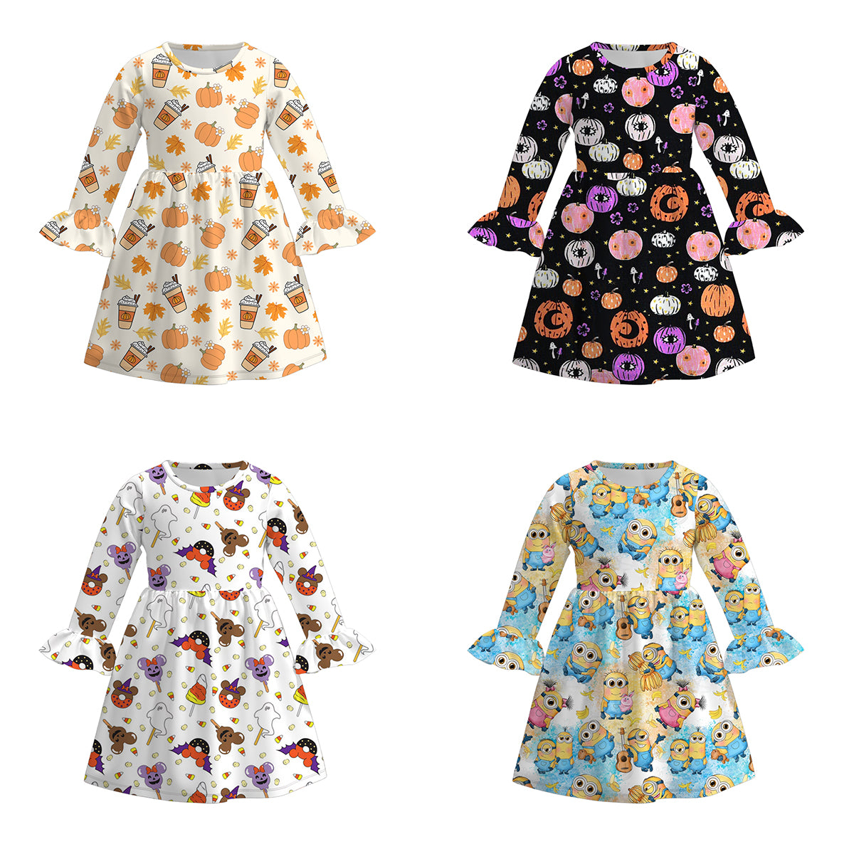 (Pre Order)Girls Halloween Print Dress