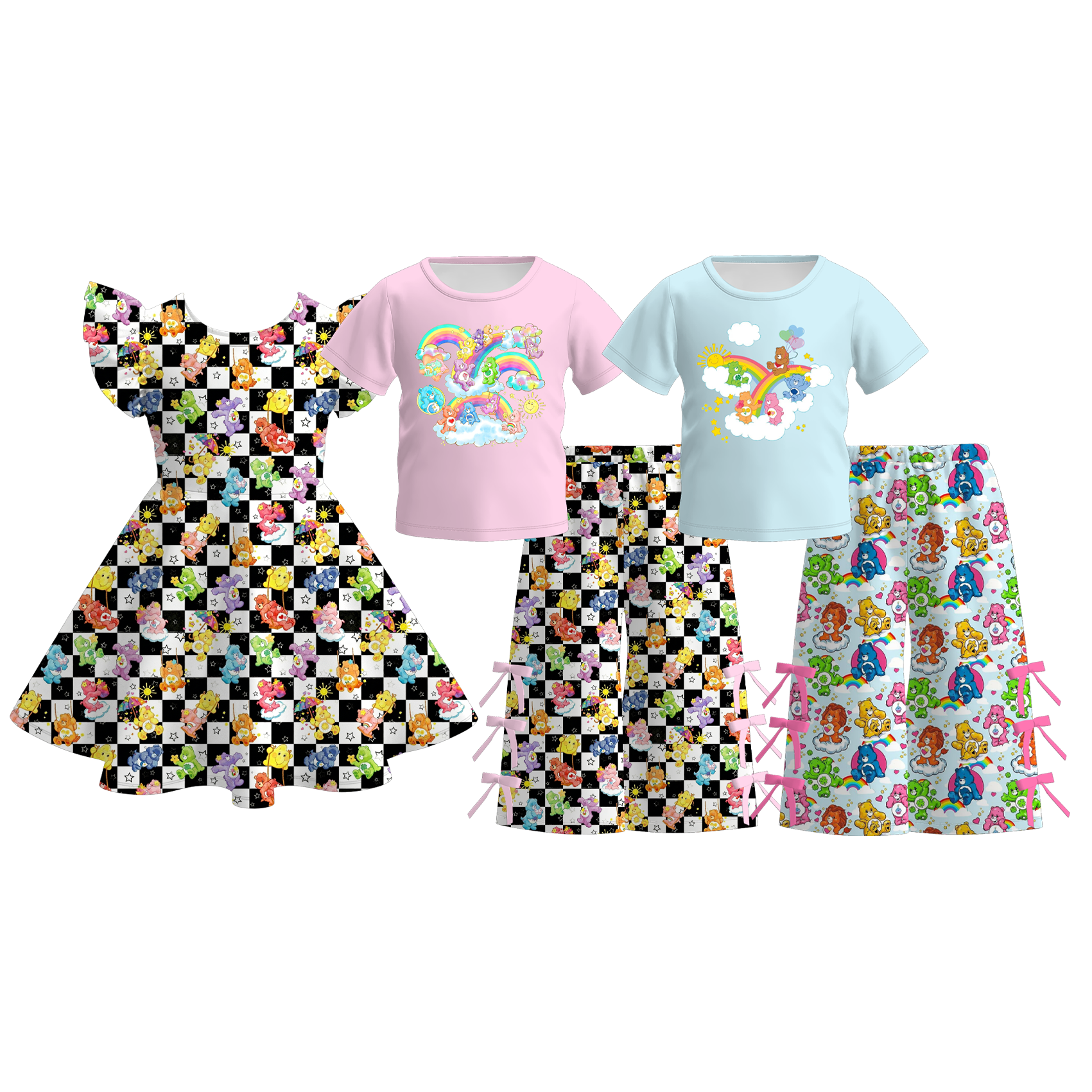 (Pre Order)Girls Spring&Summer Cartoon Print Dress&Outfit Set