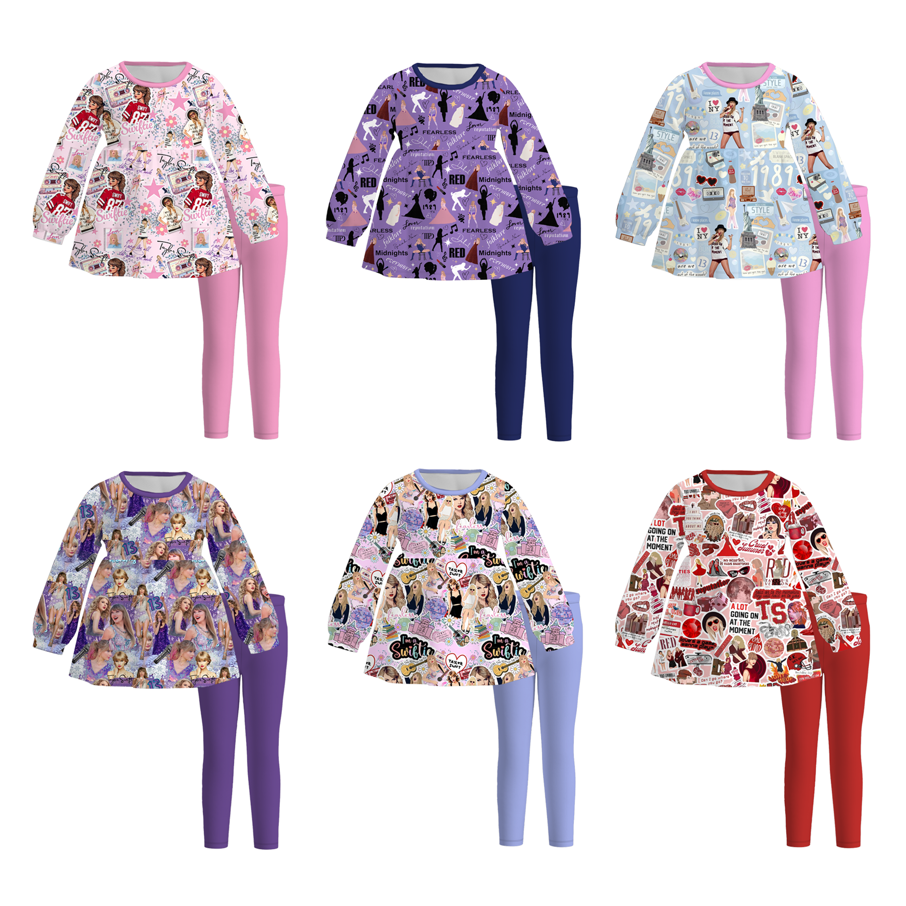 (Pre Order)Girls Fall TS Print Outfit Set