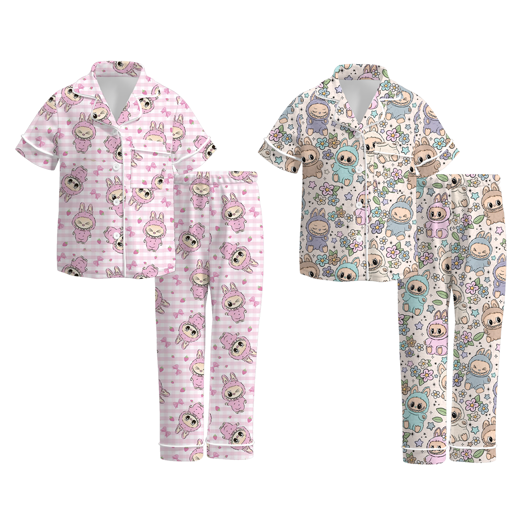 (Pre Order)Girls Spring and Summer Cartoon Print Pajamas