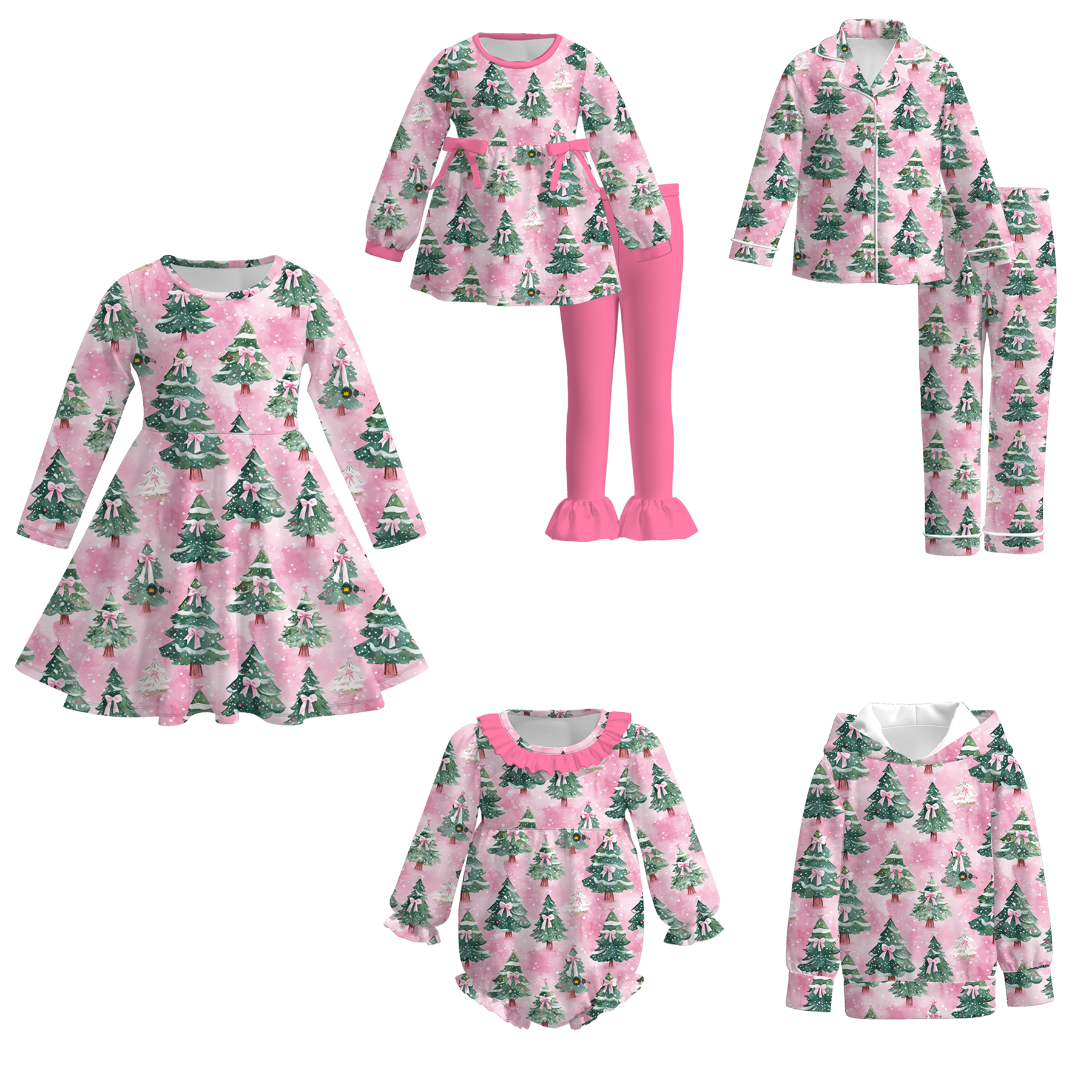 (Pre Order)Family Christmas Print Dress,Set,Top&Romper