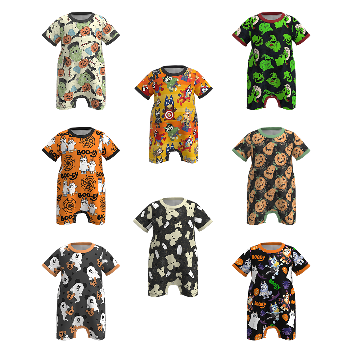 (Pre Order)Baby Boys Halloween Cartoon Print Romper