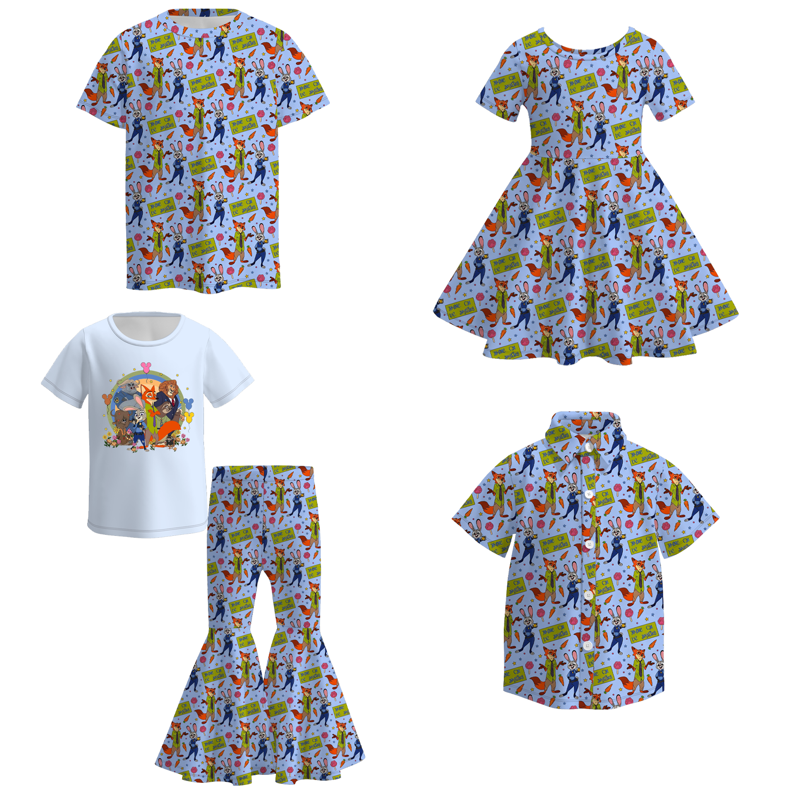 (Pre Order)Siblings Cartoon Print Dress,Set&Top
