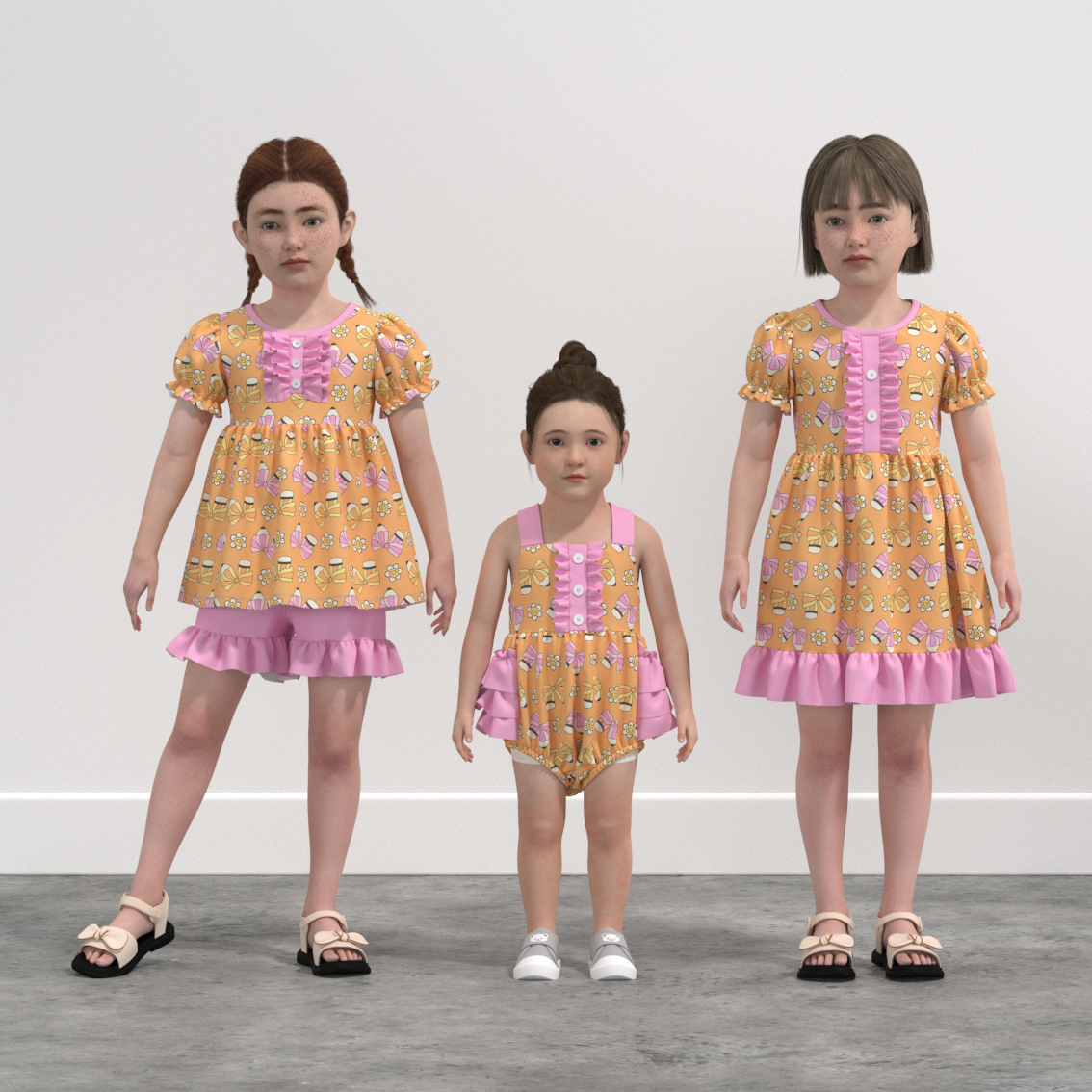 (Pre Order)Sister Summer Back To School Print Dress,Romper&Set