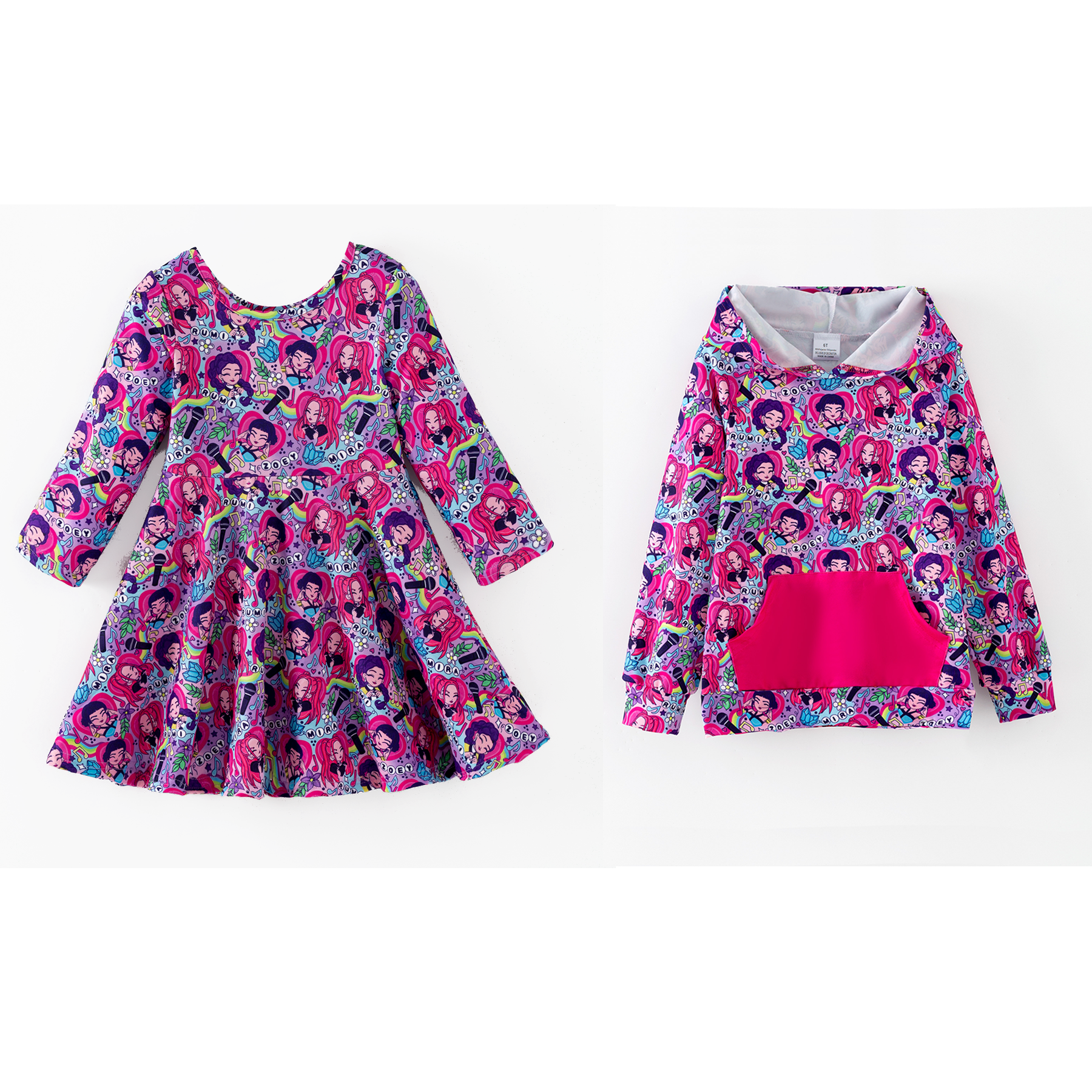 (Pre Order,Prepack Zone)Girls Movie Character Print Dress&Hoodie(Mix Size)