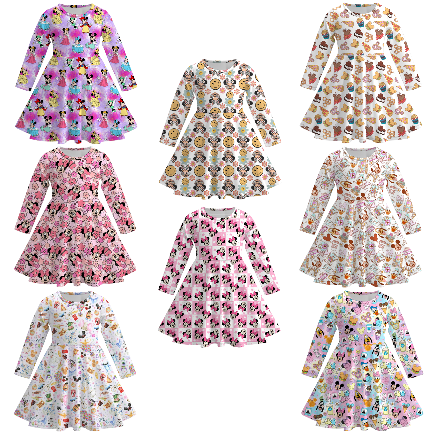 (Pre Order)Girls Fall Cartoon Print Dress