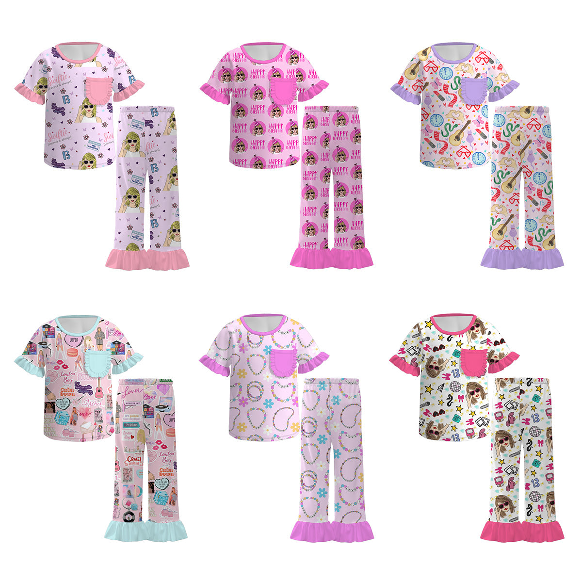 (Pre Order)Girls Spring and Summer TS Print Pajamas