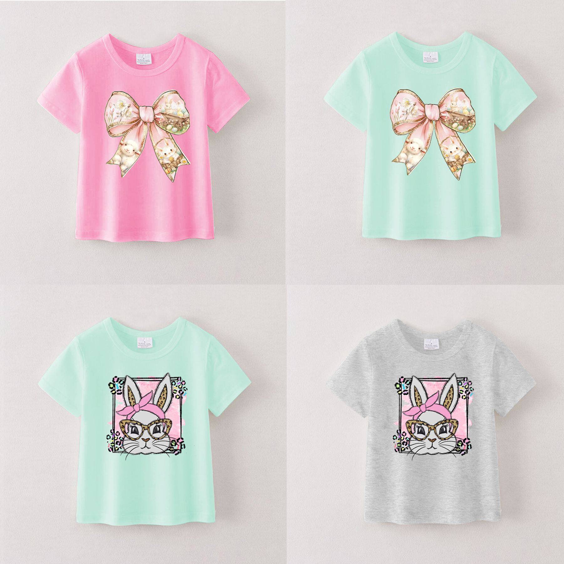 (Pre Order)Girls Easter Bunny Print T-shirt
