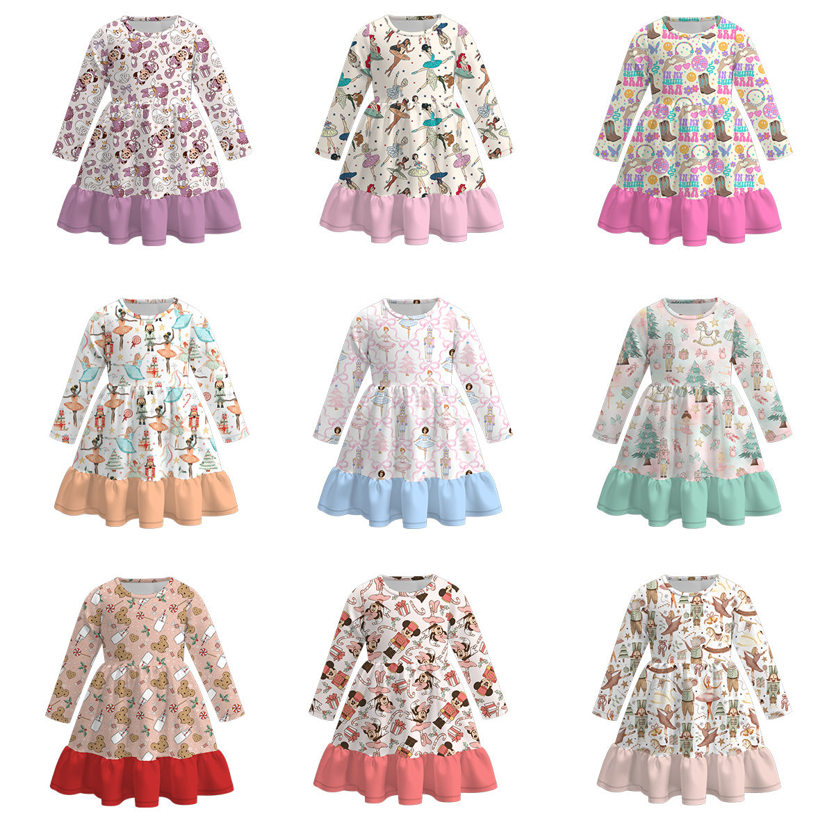 (Pre Order)Girls Christmas Nutcracker Print Dress